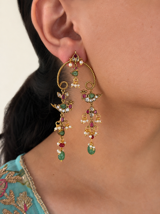 Designer Peacock Dangler Earrings
