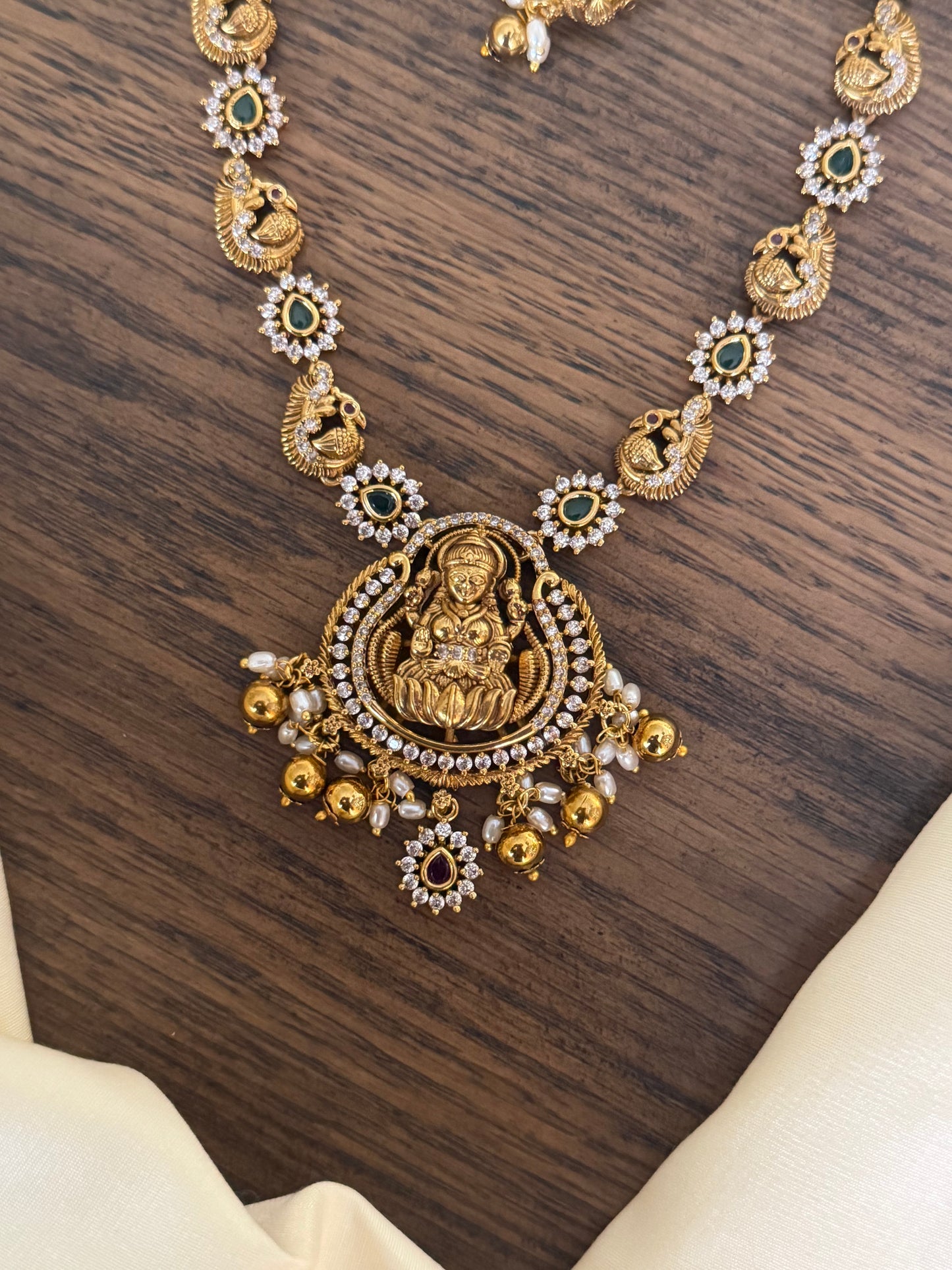 Traditional Lakshmi Devi Temple Necklace Set with Premium Gold-Tone Finish