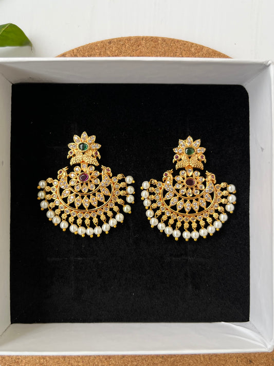 Golden Peacock Chaandbali Earrings