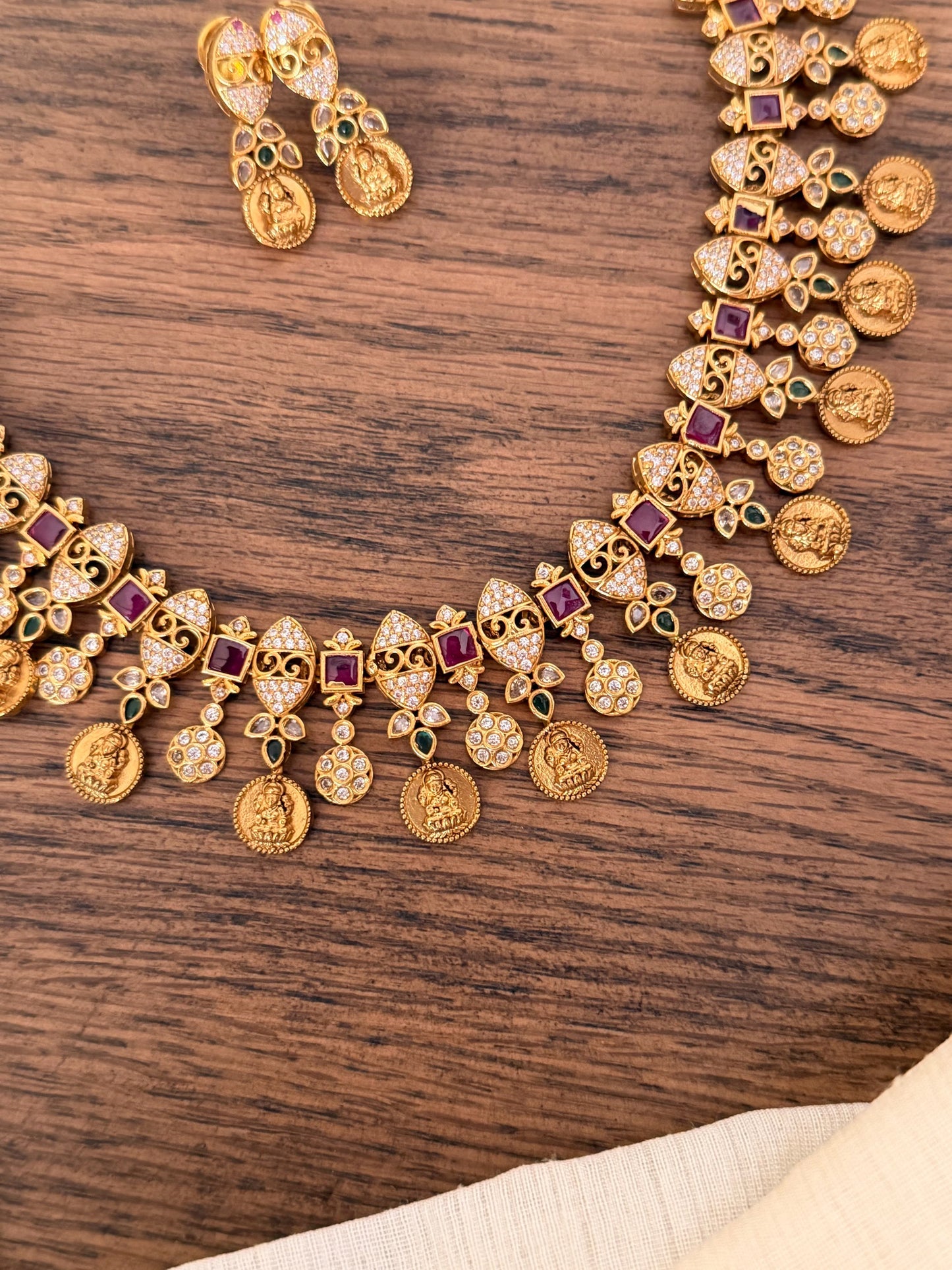 Premium Designer Nakshi Coin Bridal Necklace Set