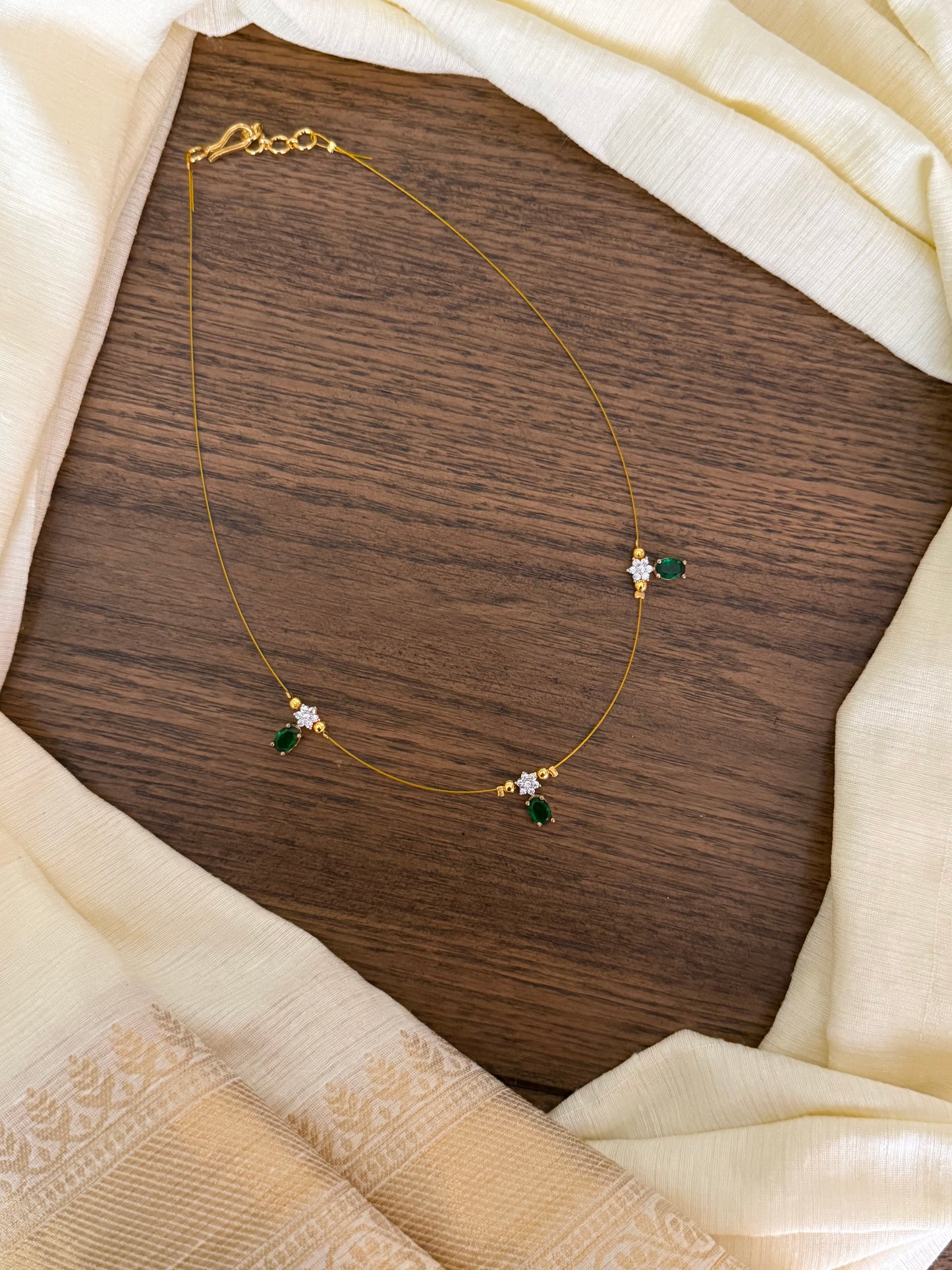 Minimalist Invisible Necklace with Dangling Crystal Pendants