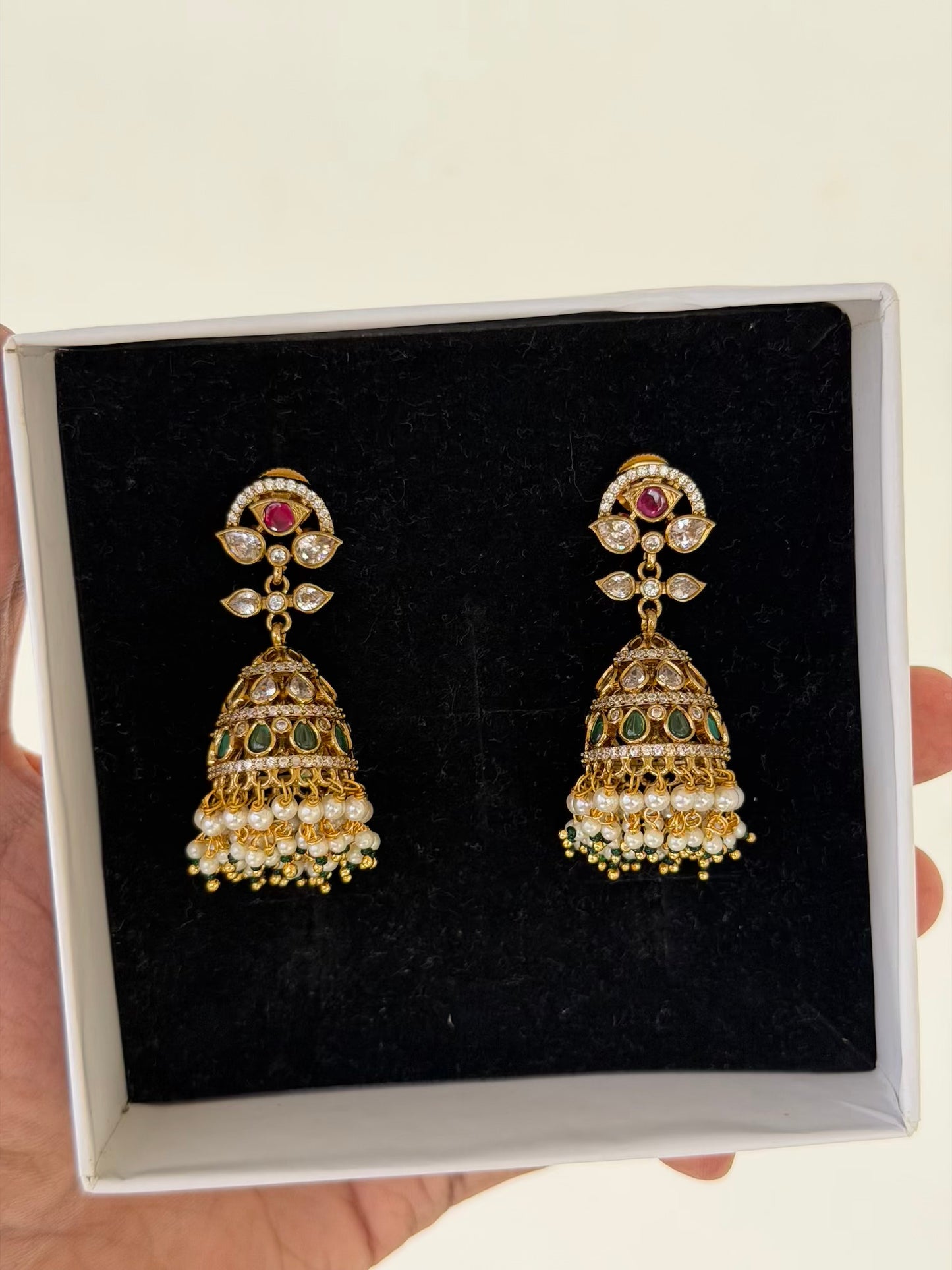 Emerald Jhumka Earrings