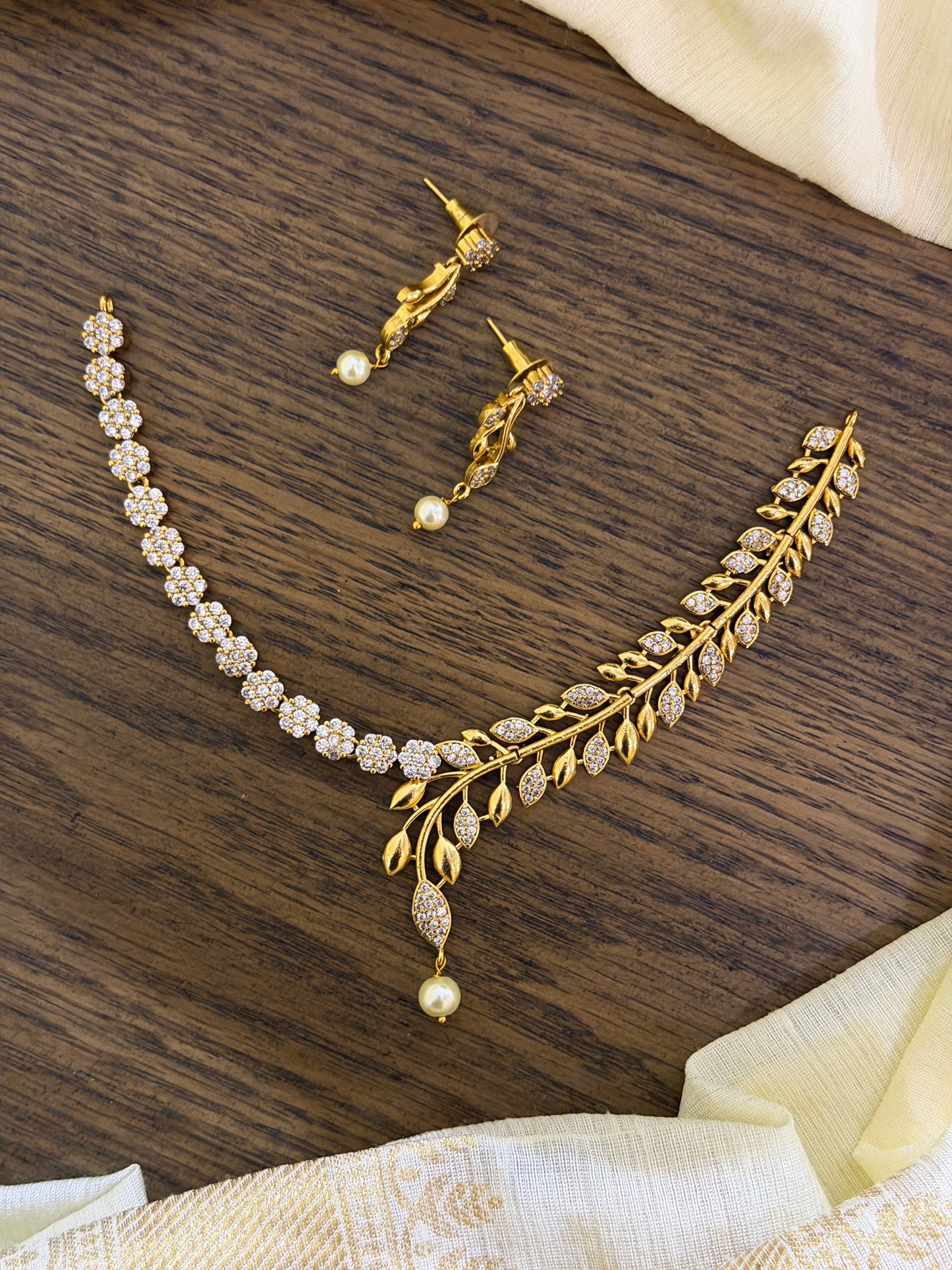 Asymmetrical Diamond Necklace Set