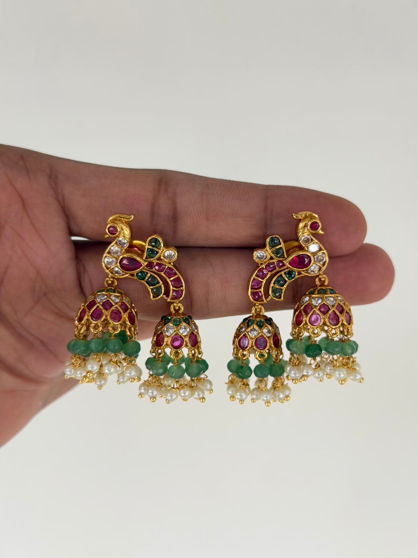 Peacock Multicolor Double Kemp Jhumkas