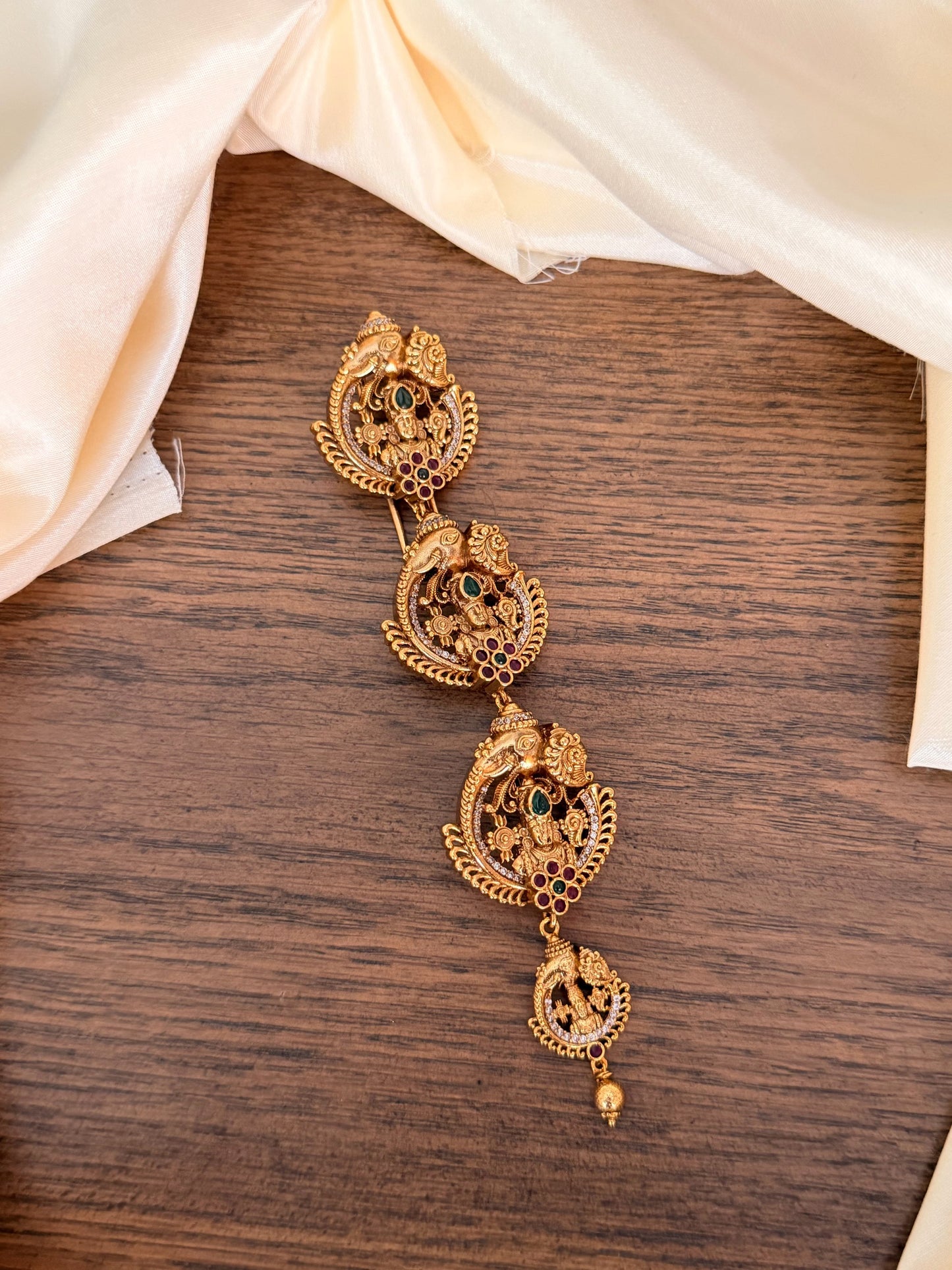 Temple Style Antique Finish Short Jada – Traditional Bridal Hair Jewellery