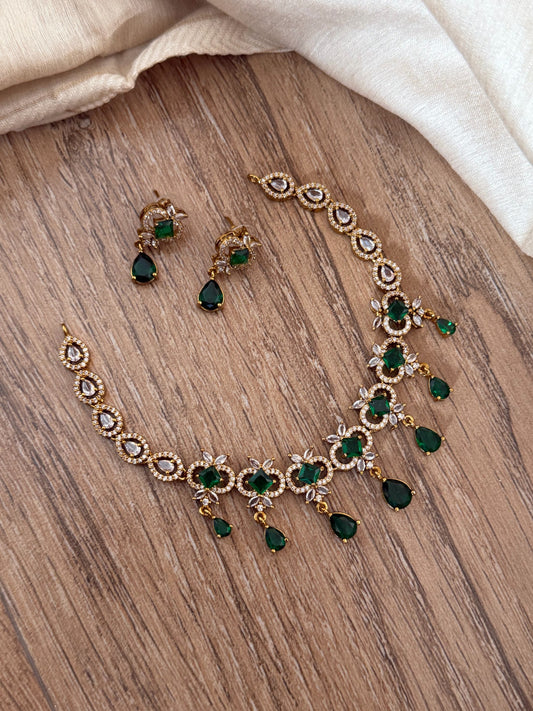 Diamond Look Necklace Set with Earrings