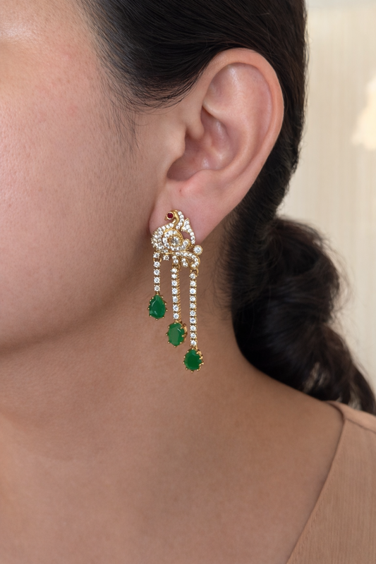 Designer Peacock Studded Danglers