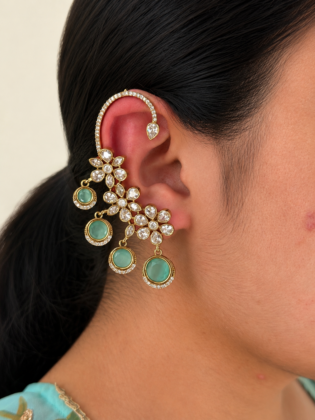 Beautiful Studded Drops Ear Cuff