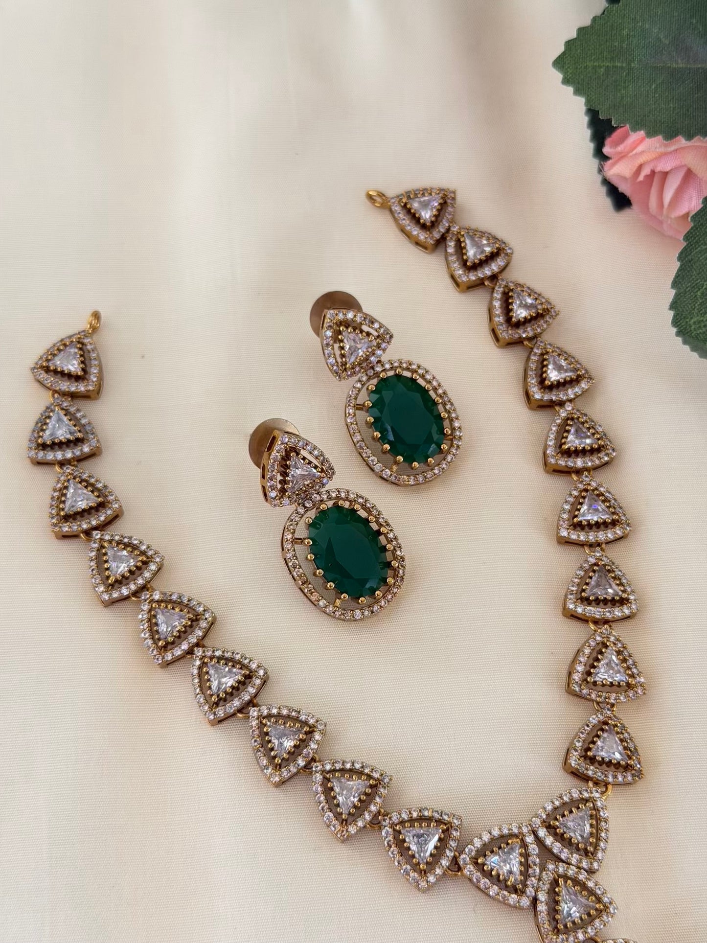 CZ Drop Necklace Set with Matching Earrings