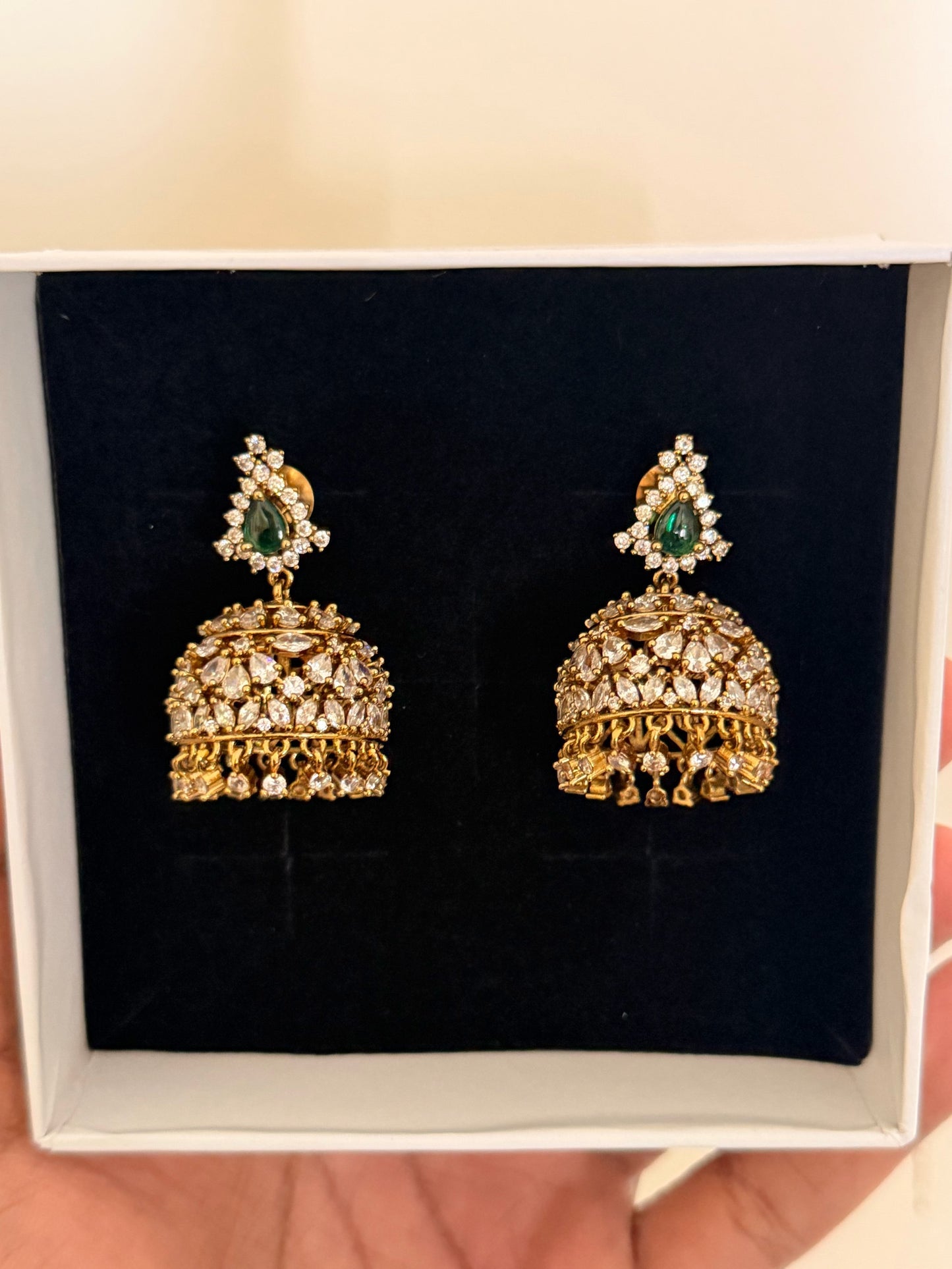 Diamond-Look Jhumka Earrings