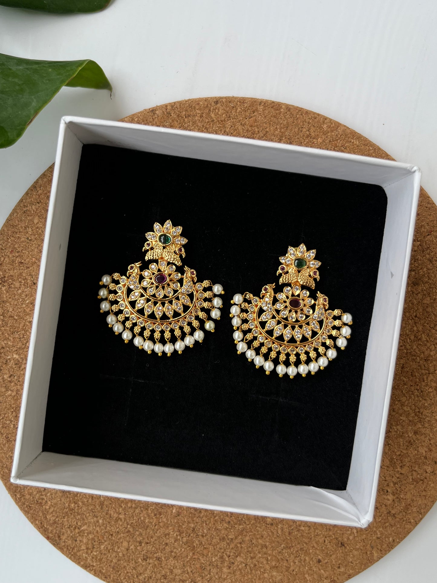 Golden Peacock Chaandbali Earrings