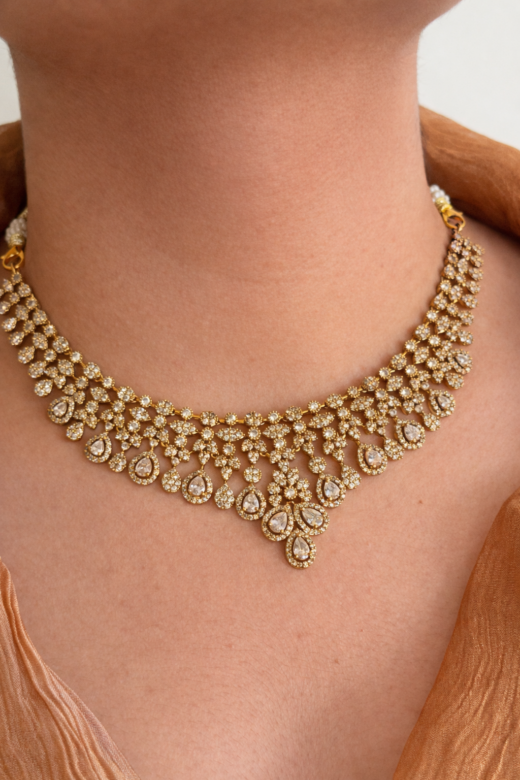 Premium Designer Bridal Necklace Set with CZ Stones