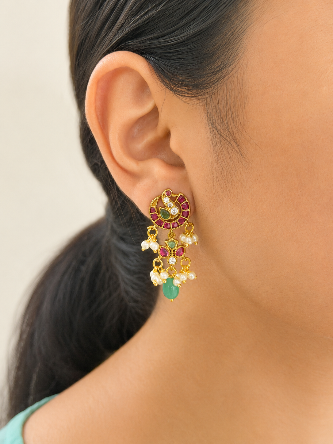 Peacock Emerald Drop Earrings