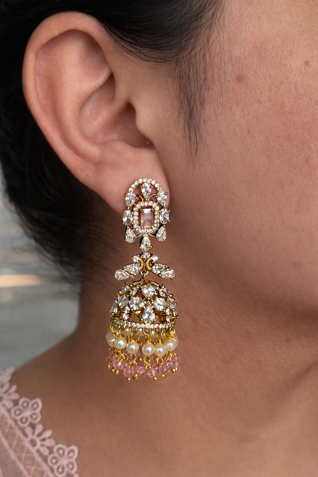 Luxury Moissonite Jhumka Earrings