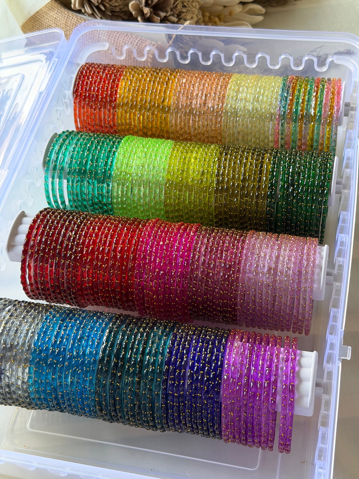 Desinger Rain Drop Glass Bangle Combo - Box of 20 colors