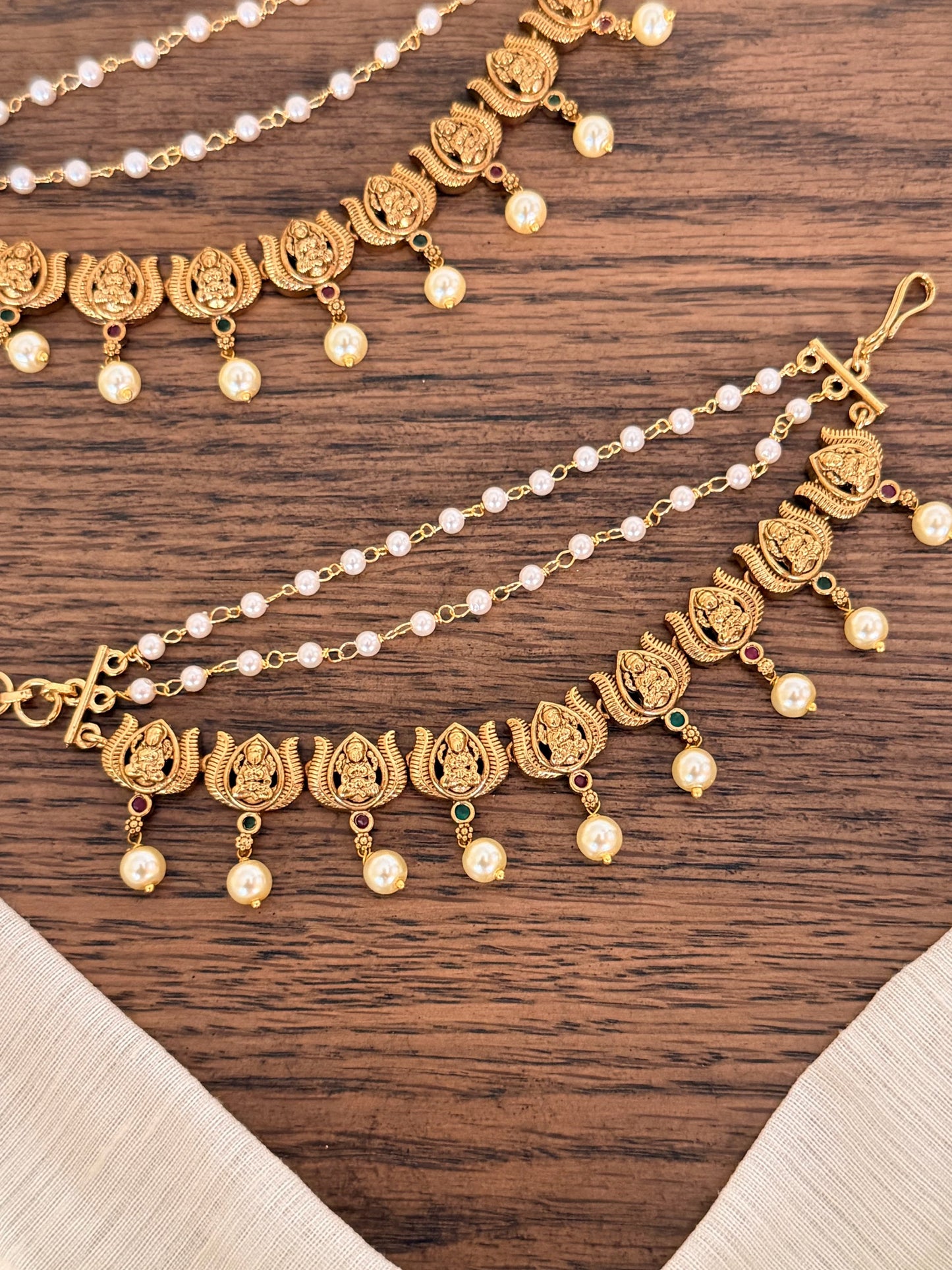 Lakshmi Devi with Lotus Ear Chain / Champa Saralu