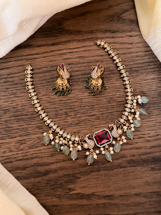 Premium Short Necklace Set with AD Stones