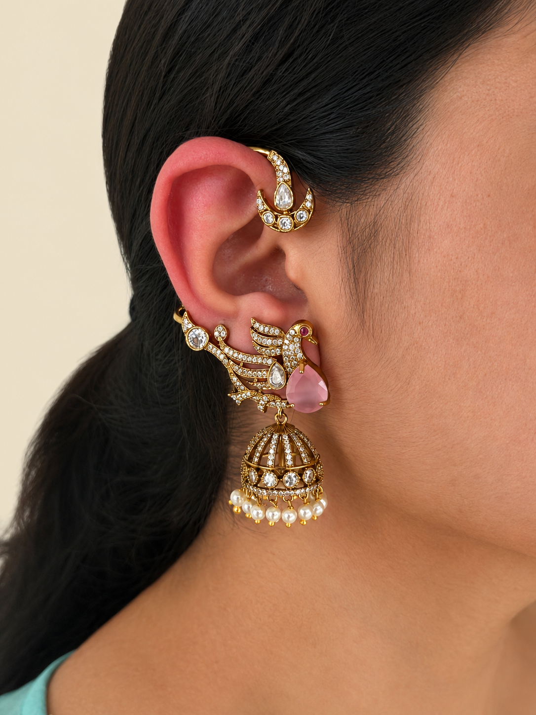 Peacock Ear Cuff Jhumka