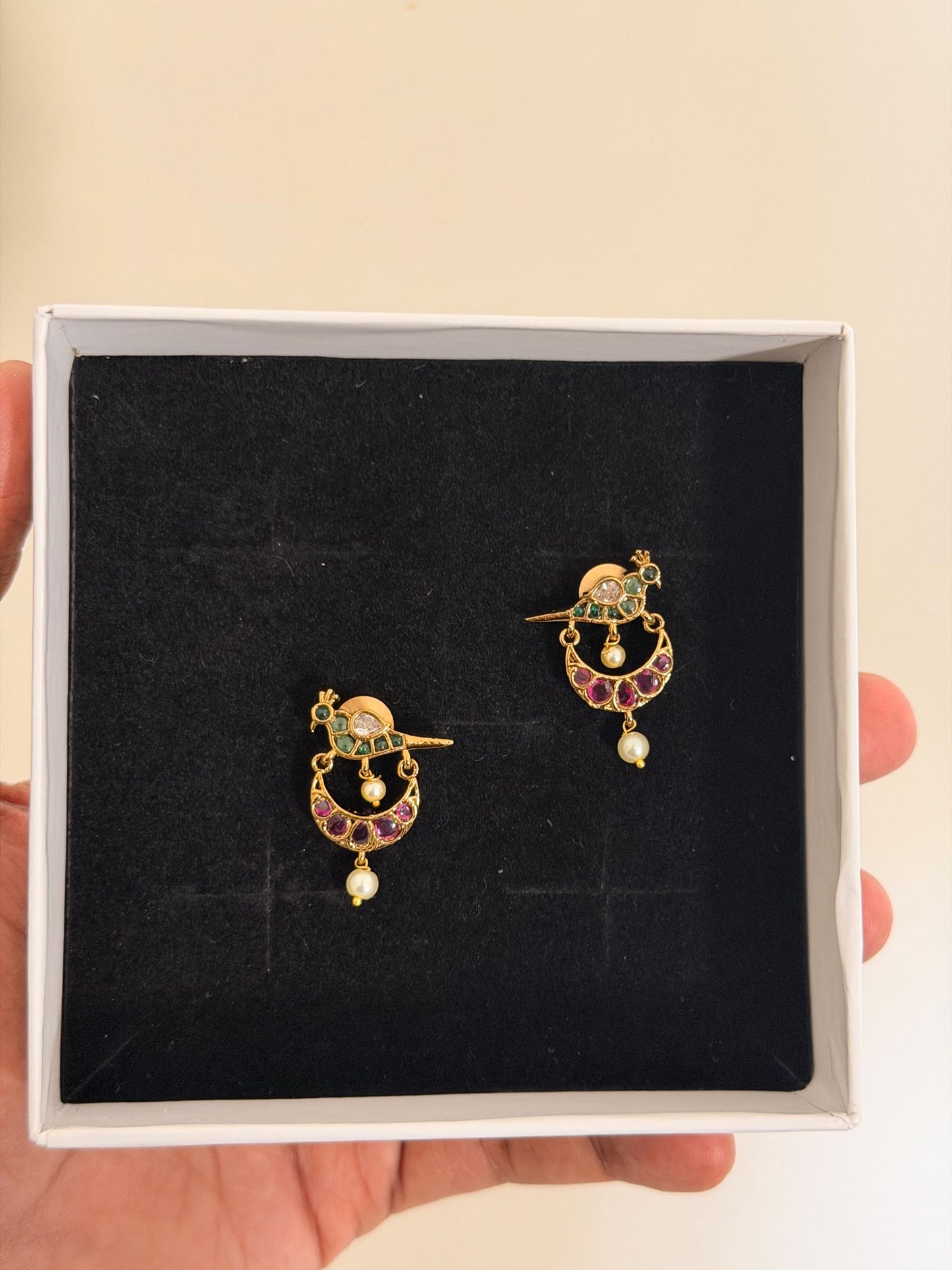 Cute Parrot Earrings with Pearl Drop