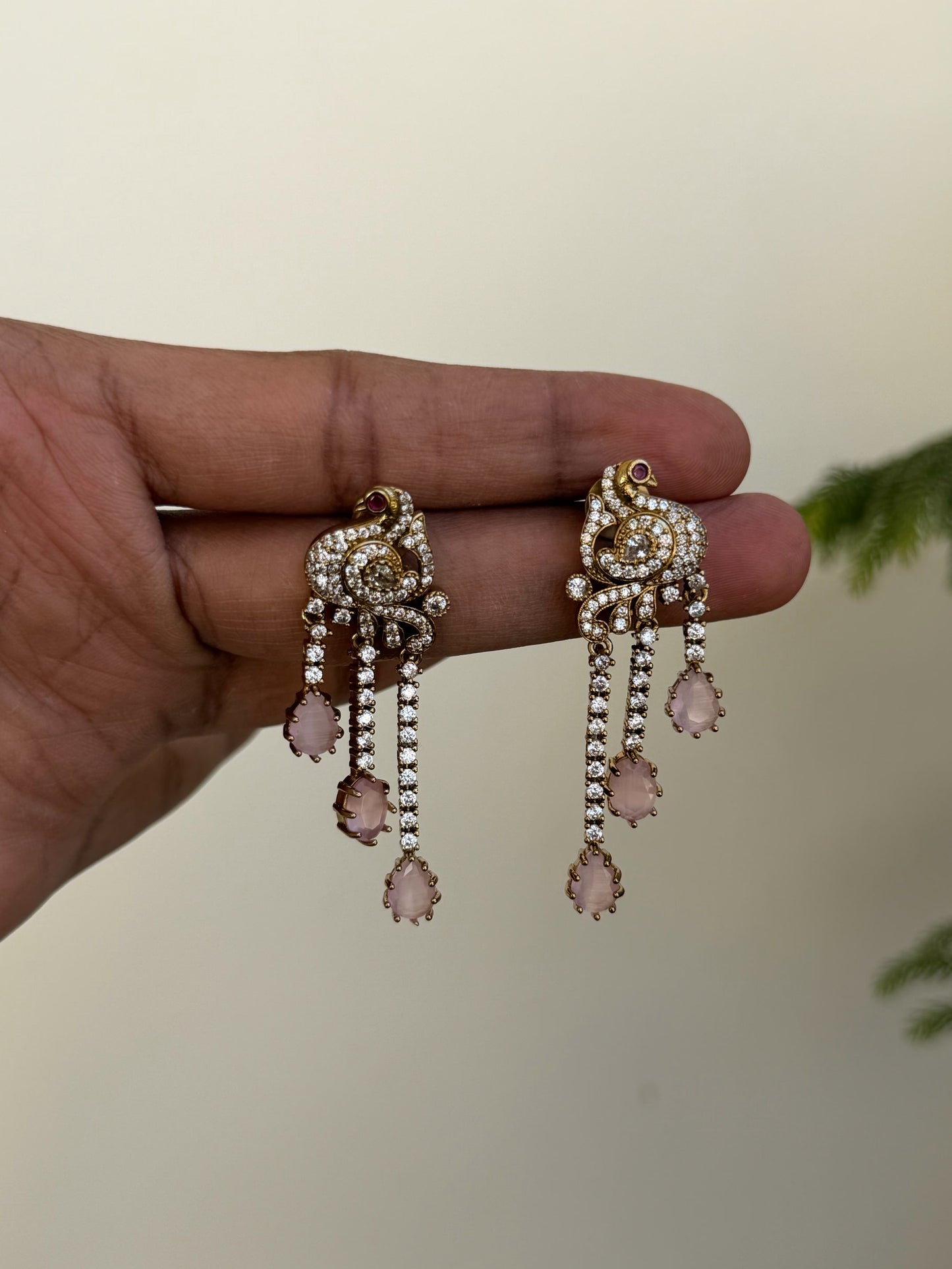 Designer Peacock Studded Danglers
