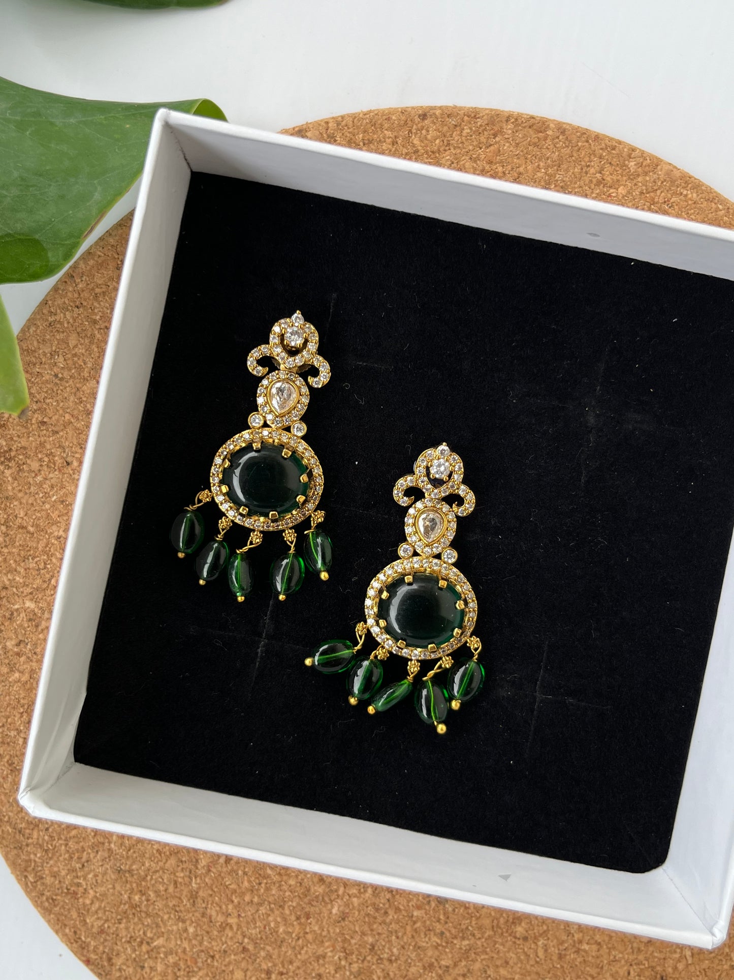 Green Stone Danglers