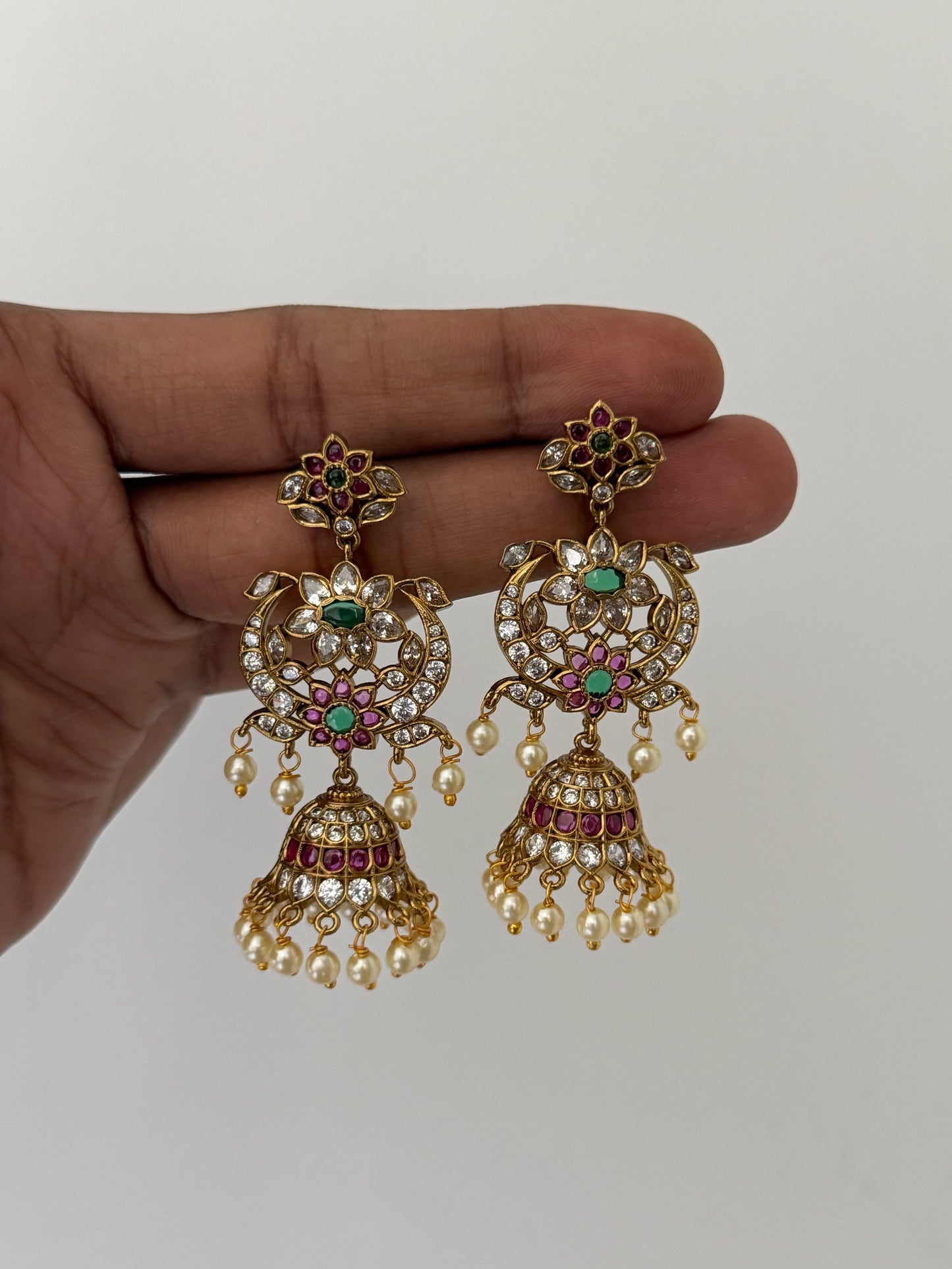 Premium Peacock AD Jhumka Earrings