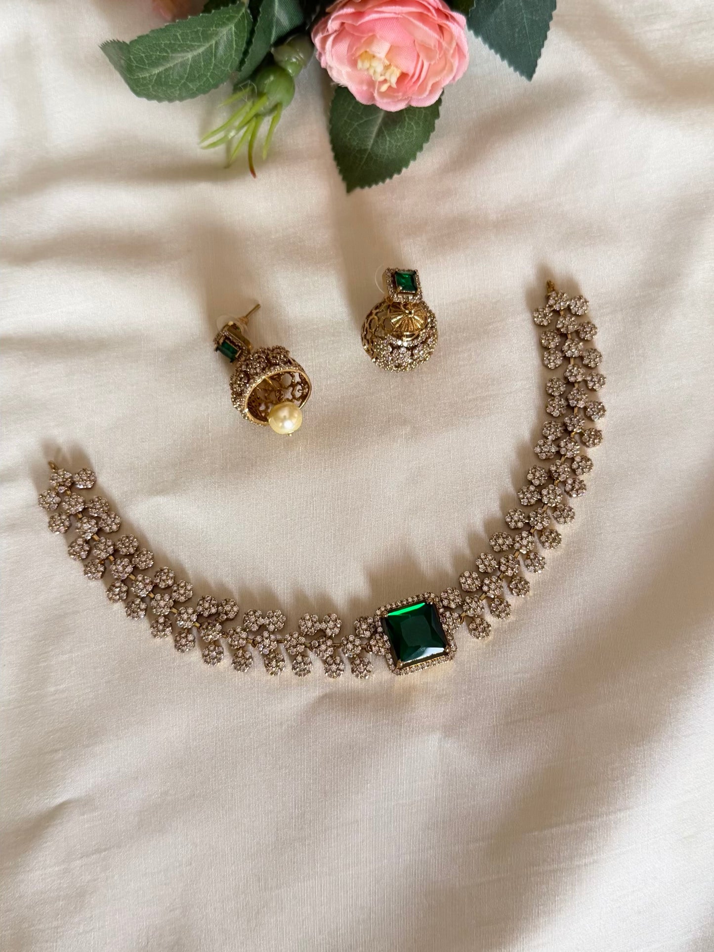 Elegant Ad choker set with Jhumka
