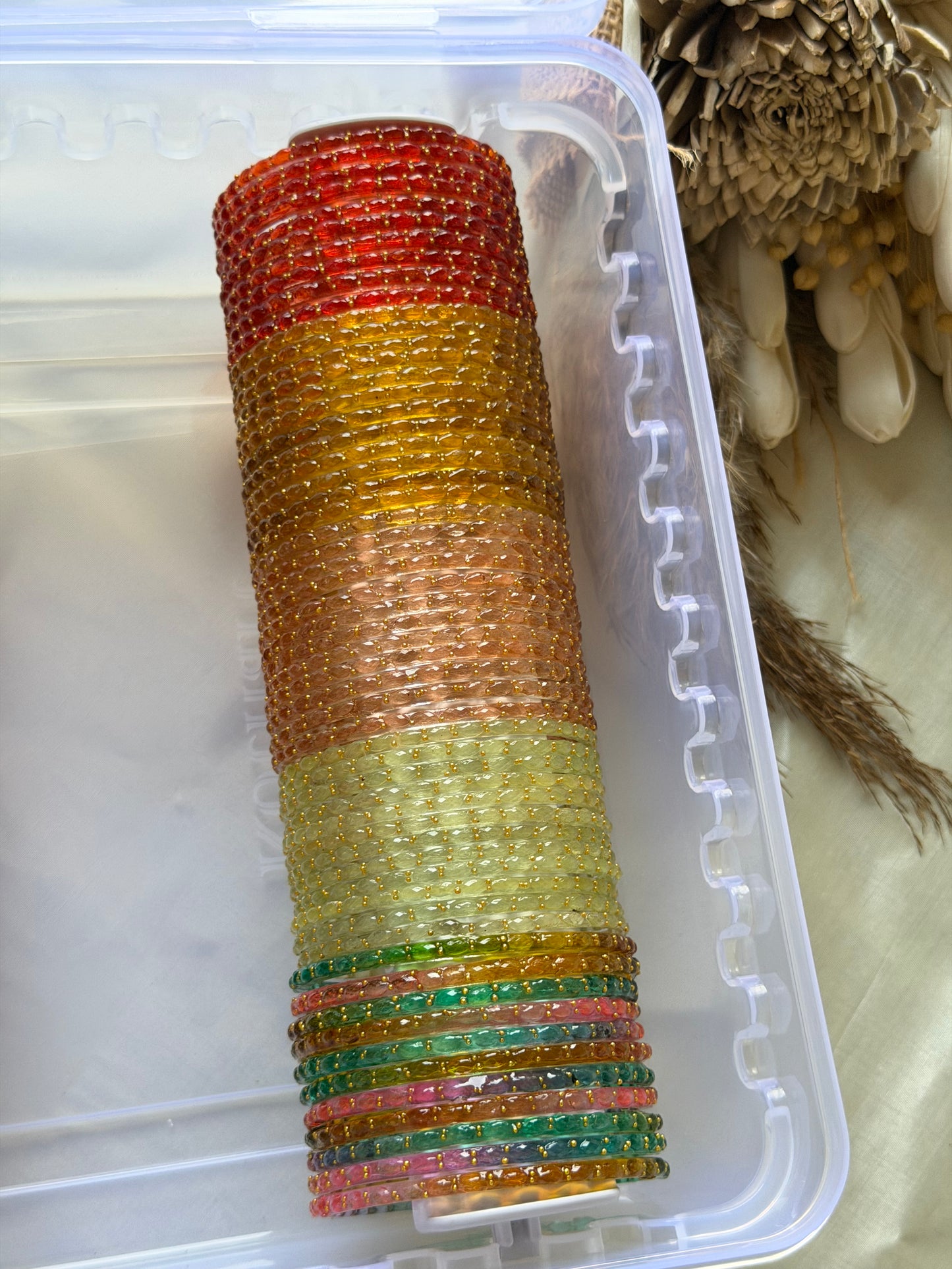 Desinger Rain Drop Glass Bangle Combo - Box of 20 colors
