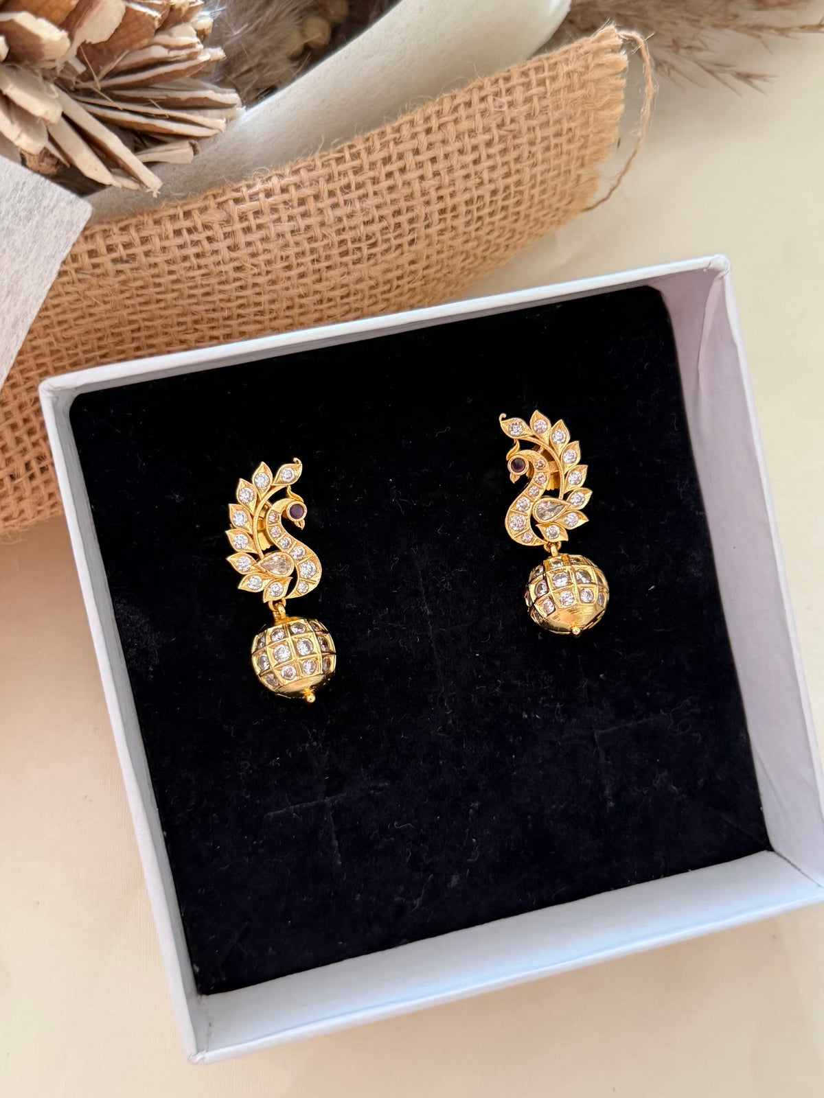 Peacock AD Earrings Premium Finish