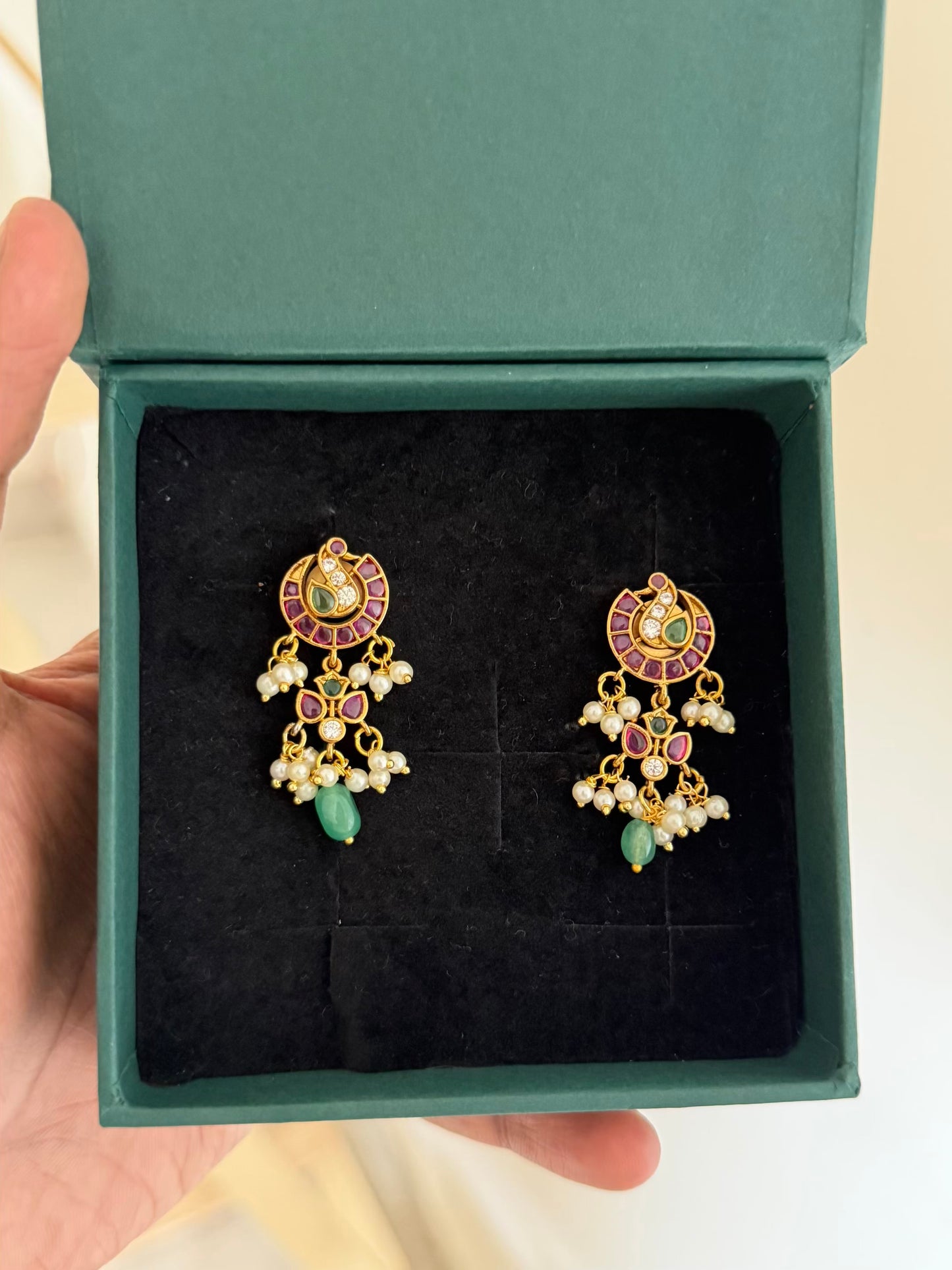Peacock Emerald Drop Earrings