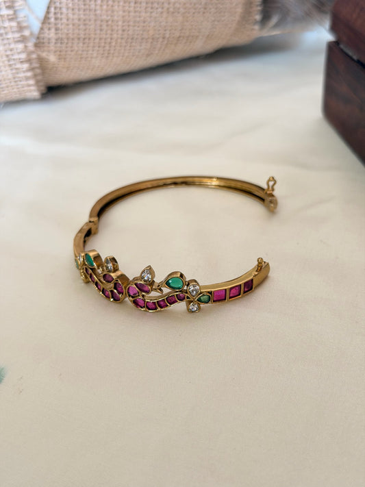 Openable Peacock Design Stone Work Bangle