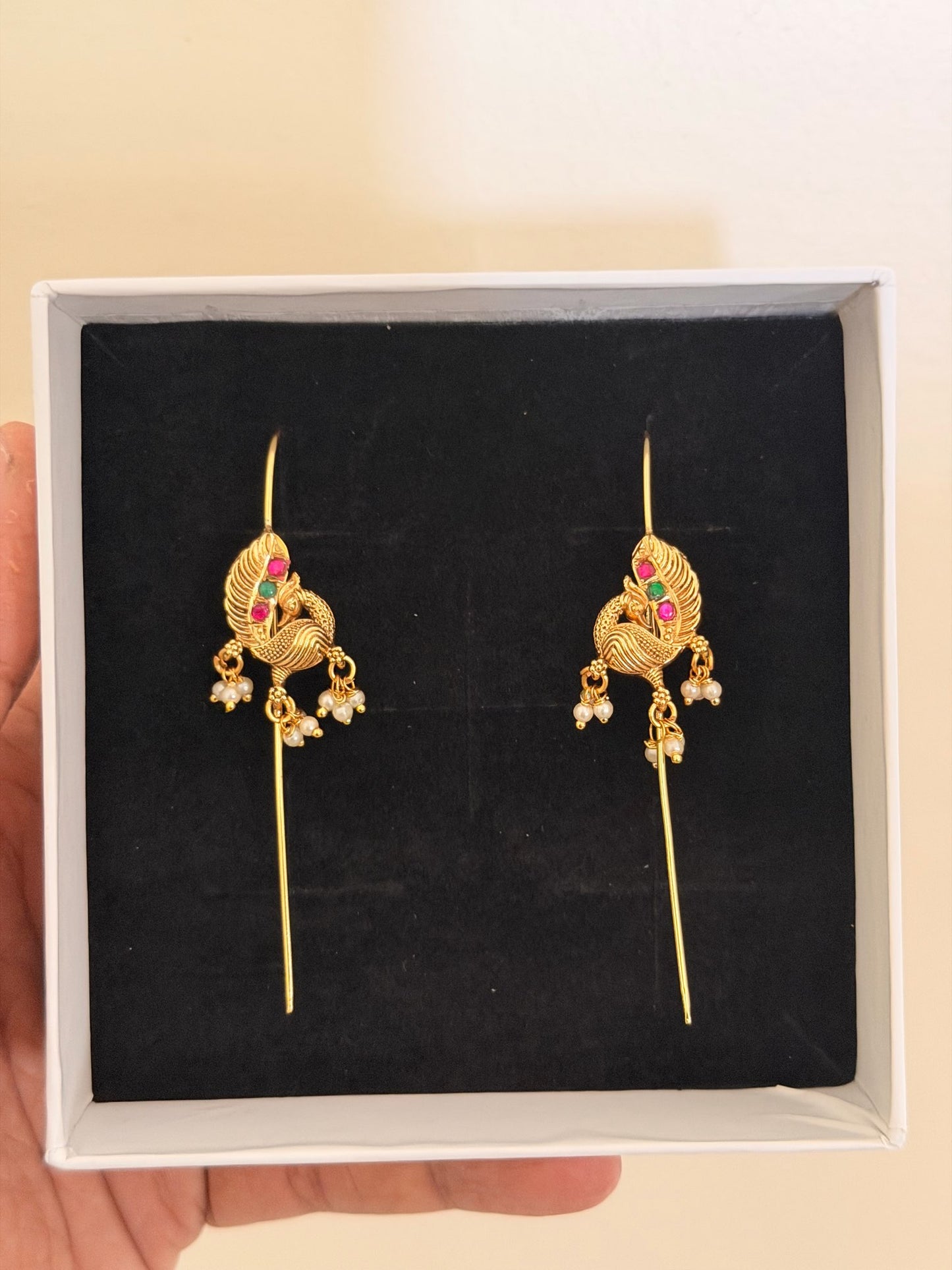 Burgundy Emerald Drop Earrings