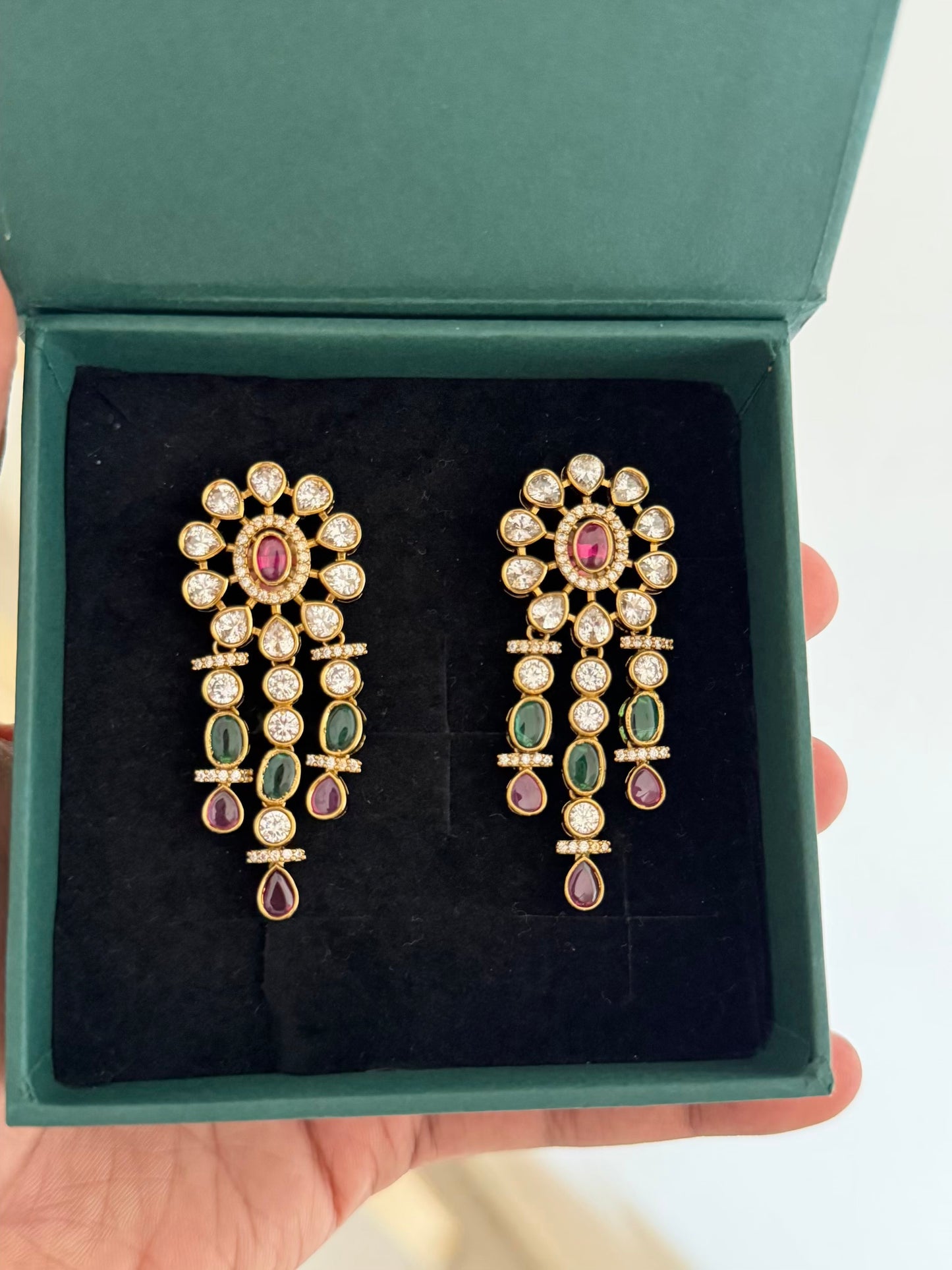 Layered Dangler MultiColor Earrings