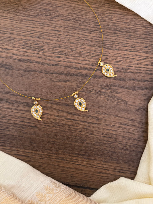 Minimalist Invisible Necklace with Mango Leaf Pendants