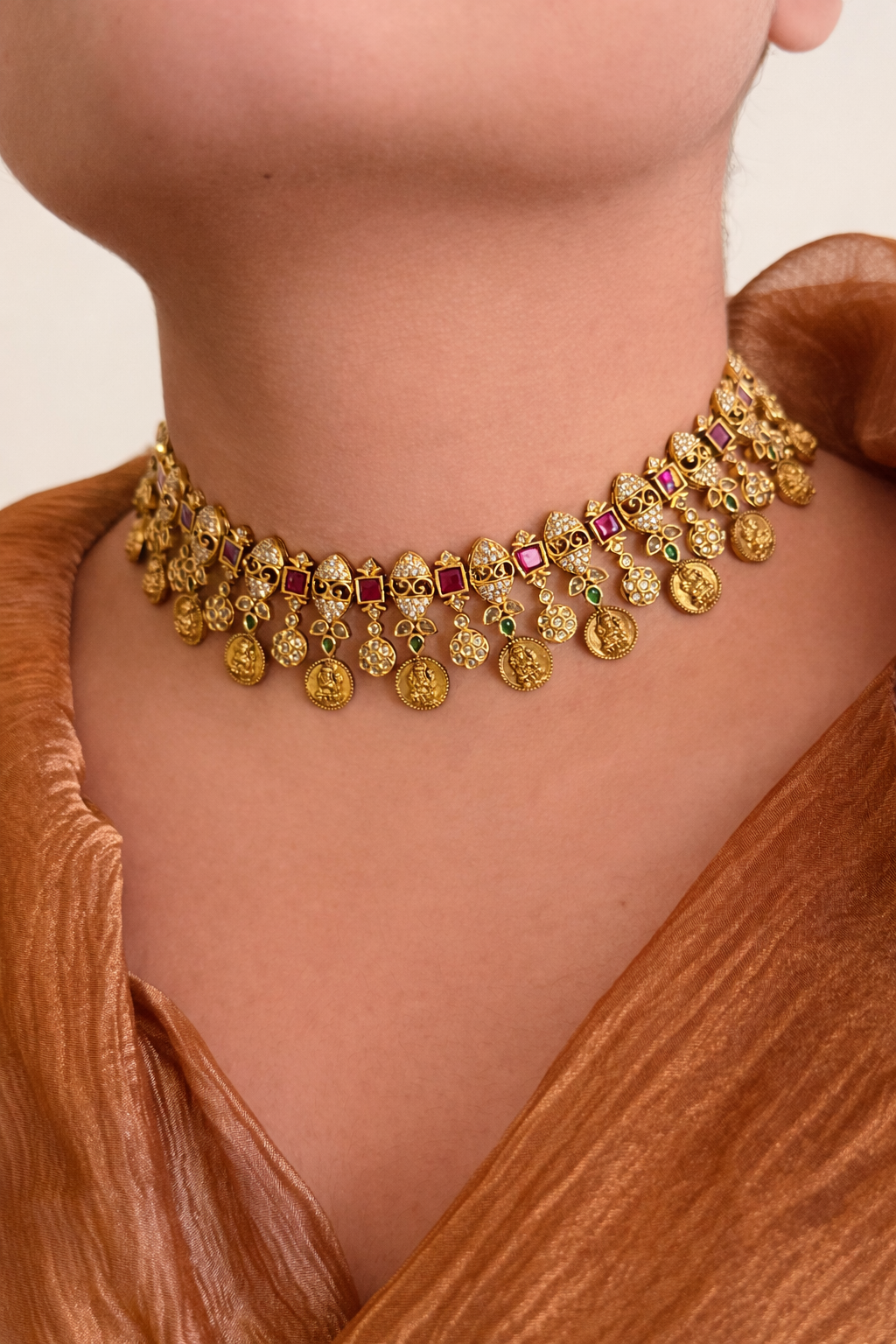 Premium Designer Nakshi Coin Bridal Necklace Set