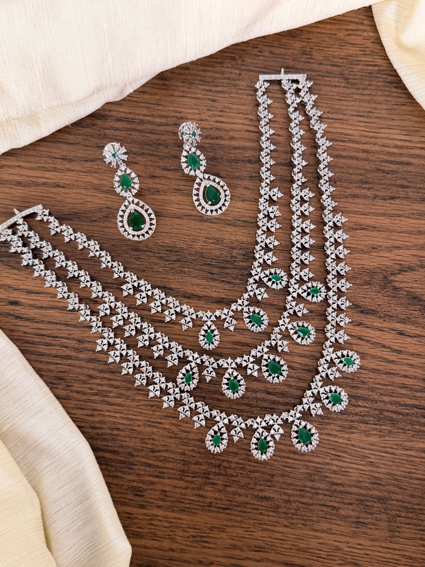Premium Designer Bridal Necklace Set with CZ Stones