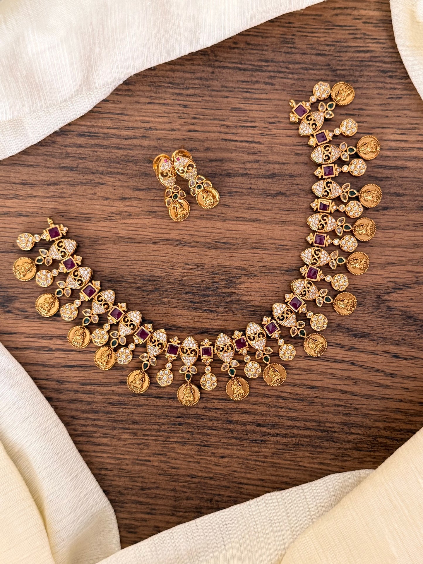 Premium Designer Nakshi Coin Bridal Necklace Set