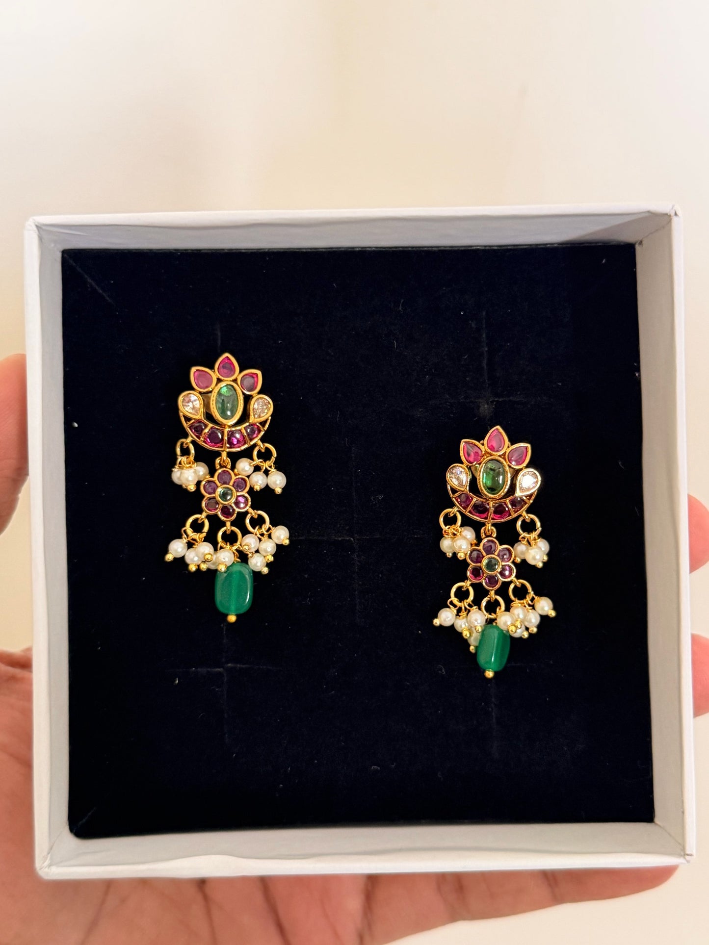 Floral Emerald Drop Earrings