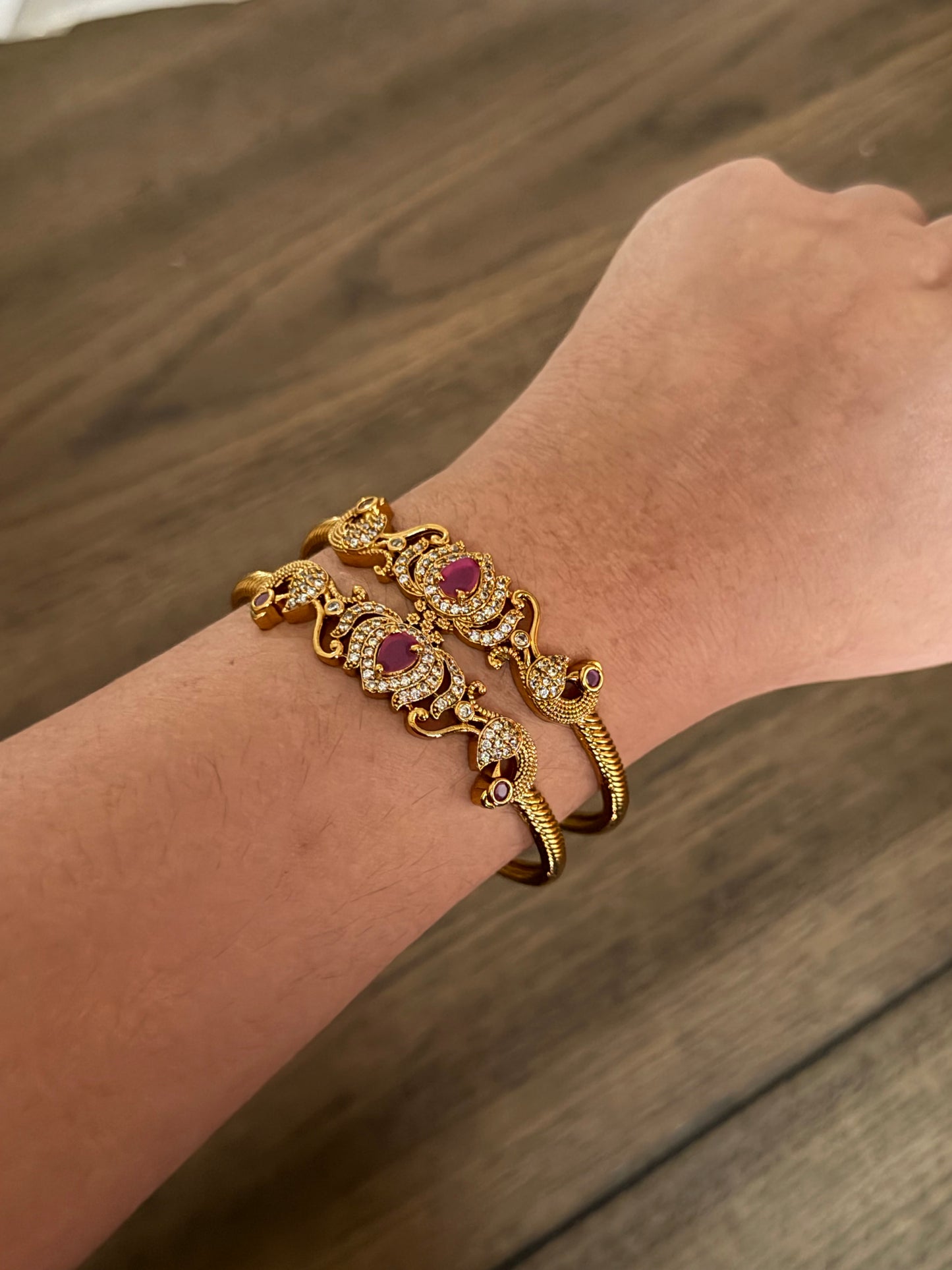Sleek Lotus Studded Bangles - Set of 2