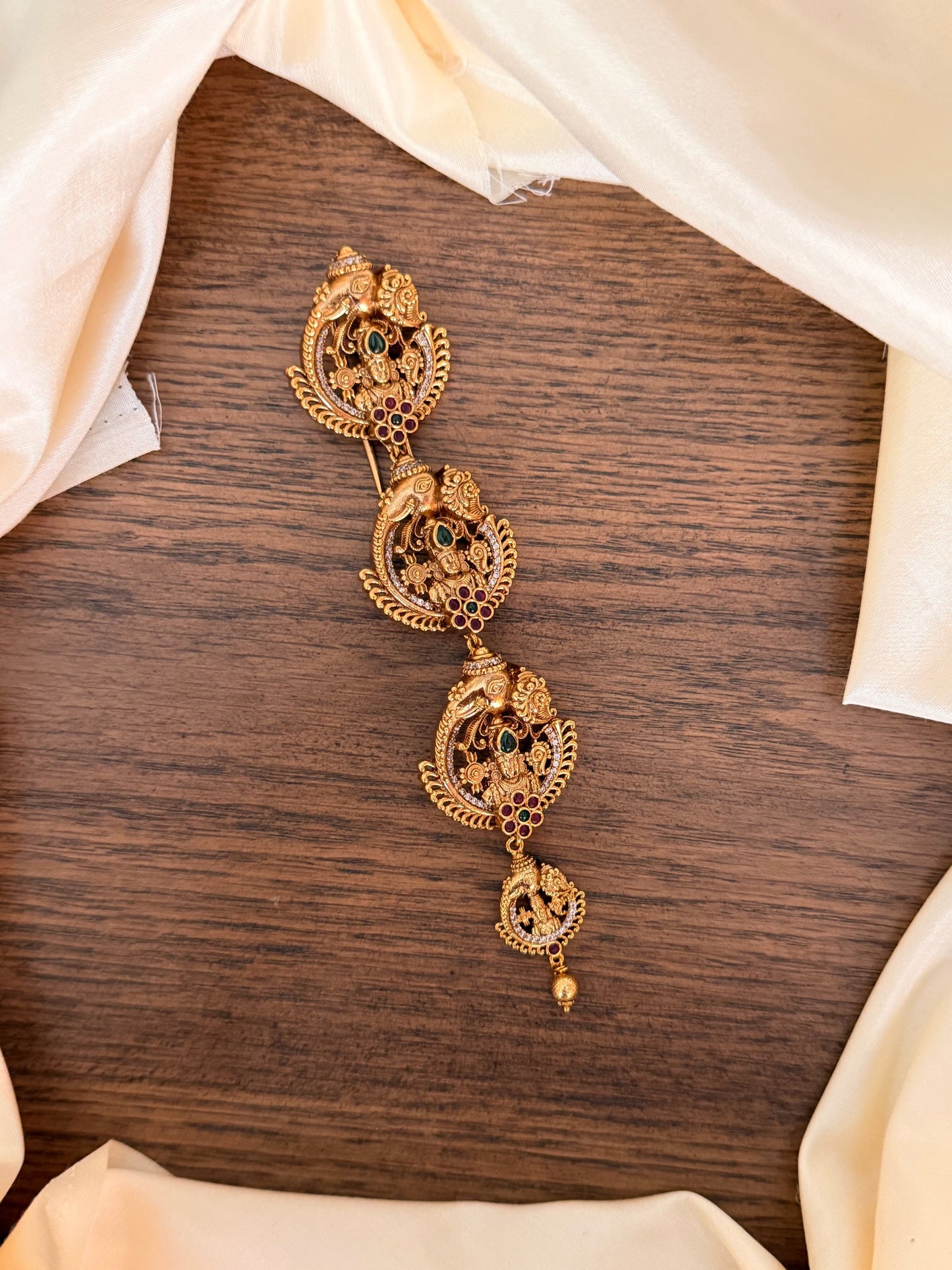 Temple Style Antique Finish Short Jada – Traditional Bridal Hair Jewellery