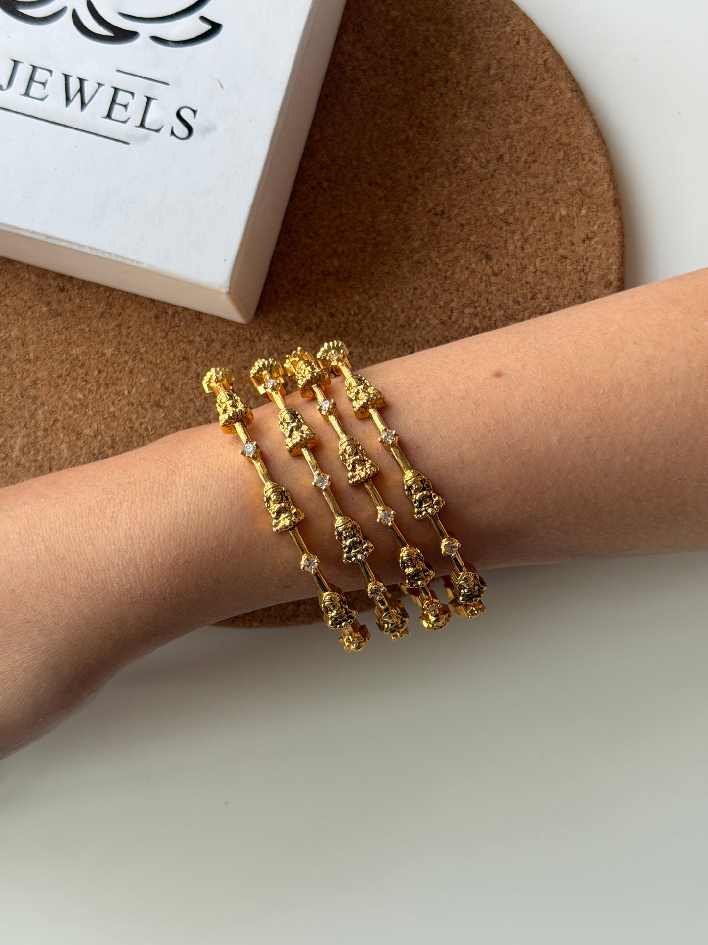 Traditional Lakshmi Motif Temple Bangle Set of 4 with Premium Finish