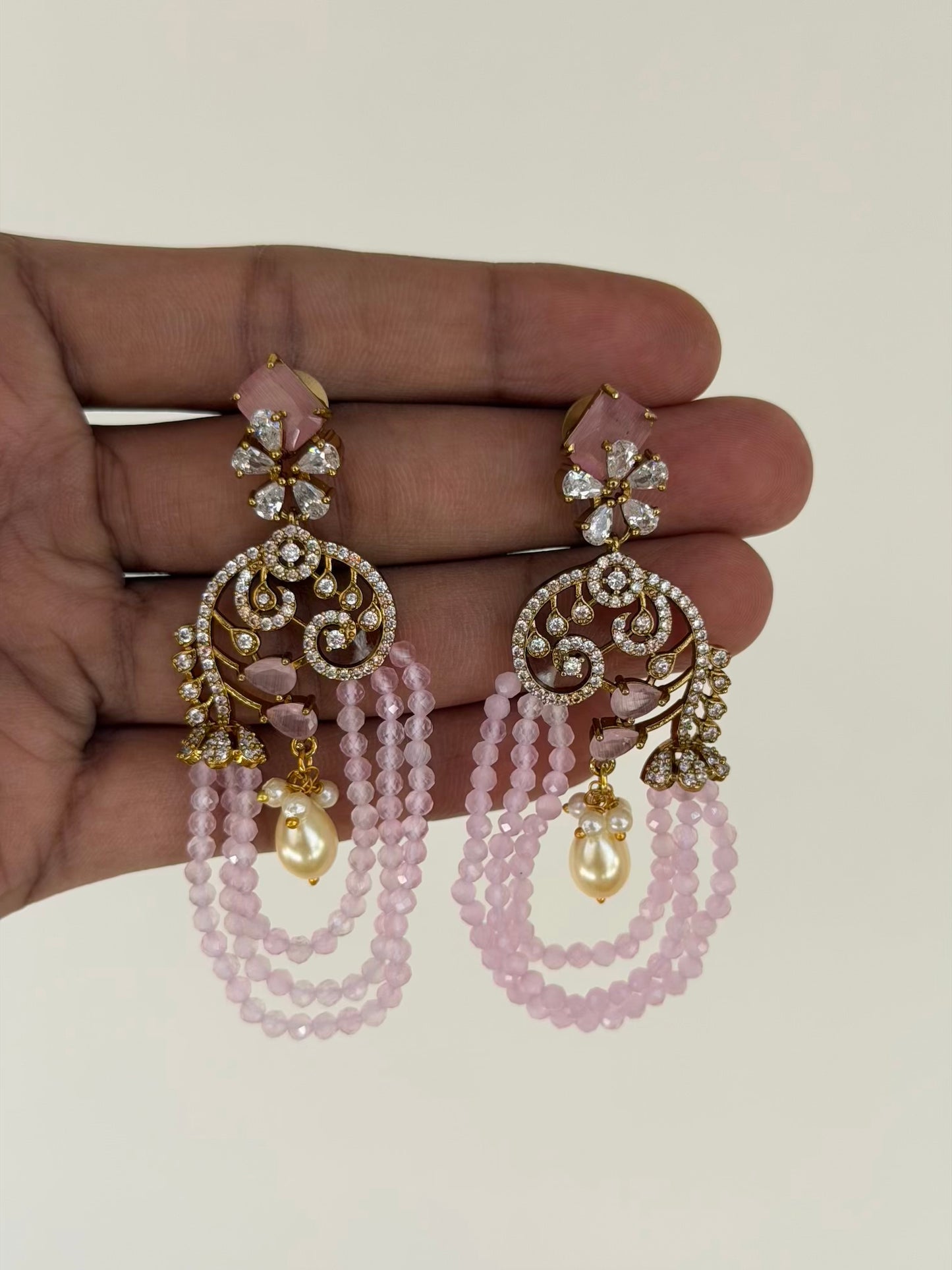Beaded Floral Scroll Earrings