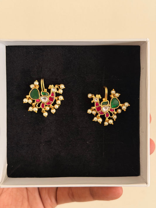 Jadau kundan bird bugadi earrings