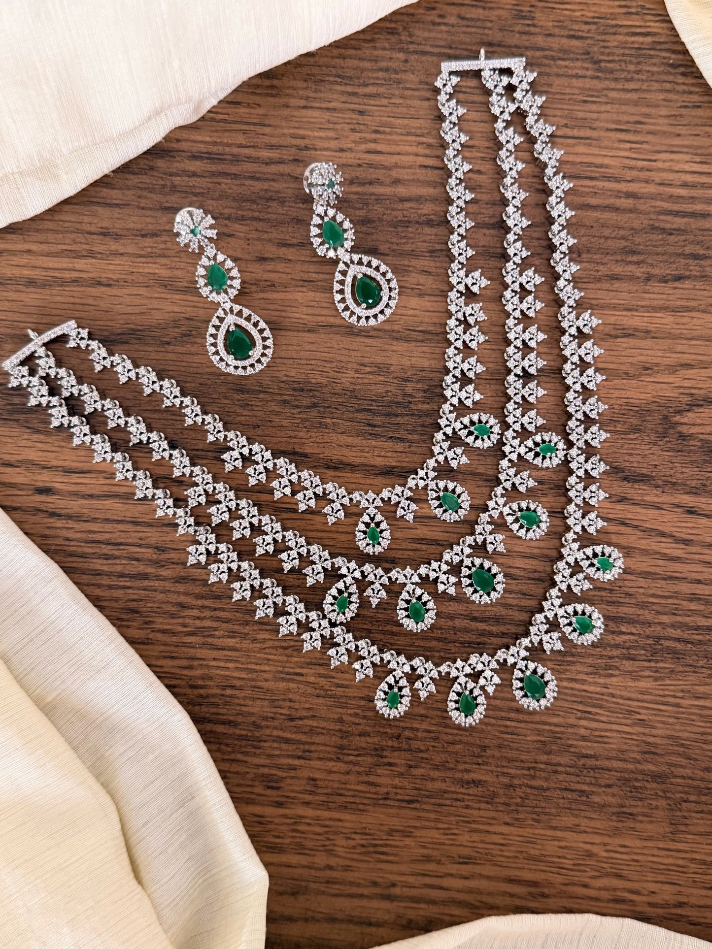 Premium Designer Bridal Necklace Set with CZ Stones