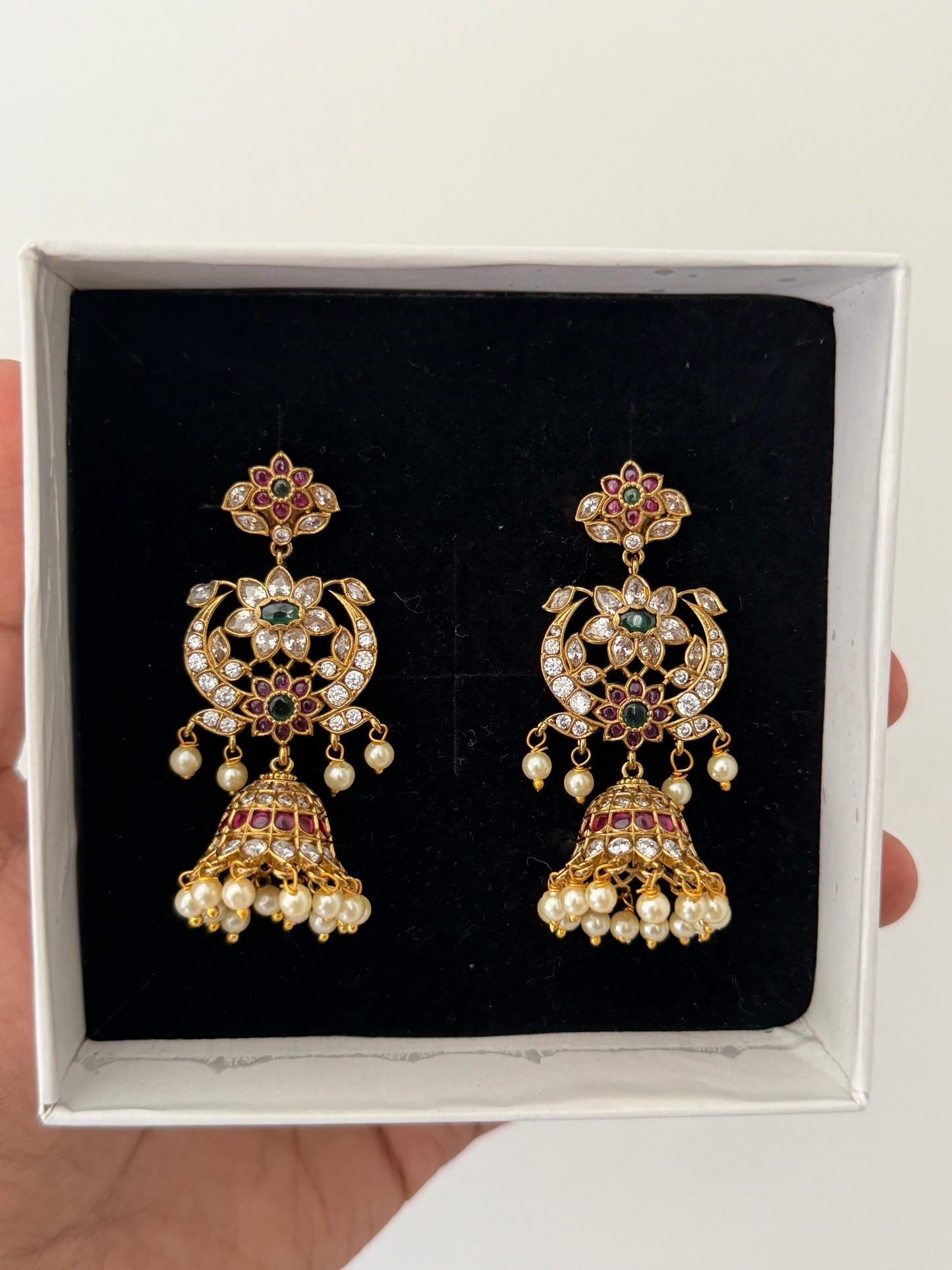 Premium Peacock AD Jhumka Earrings