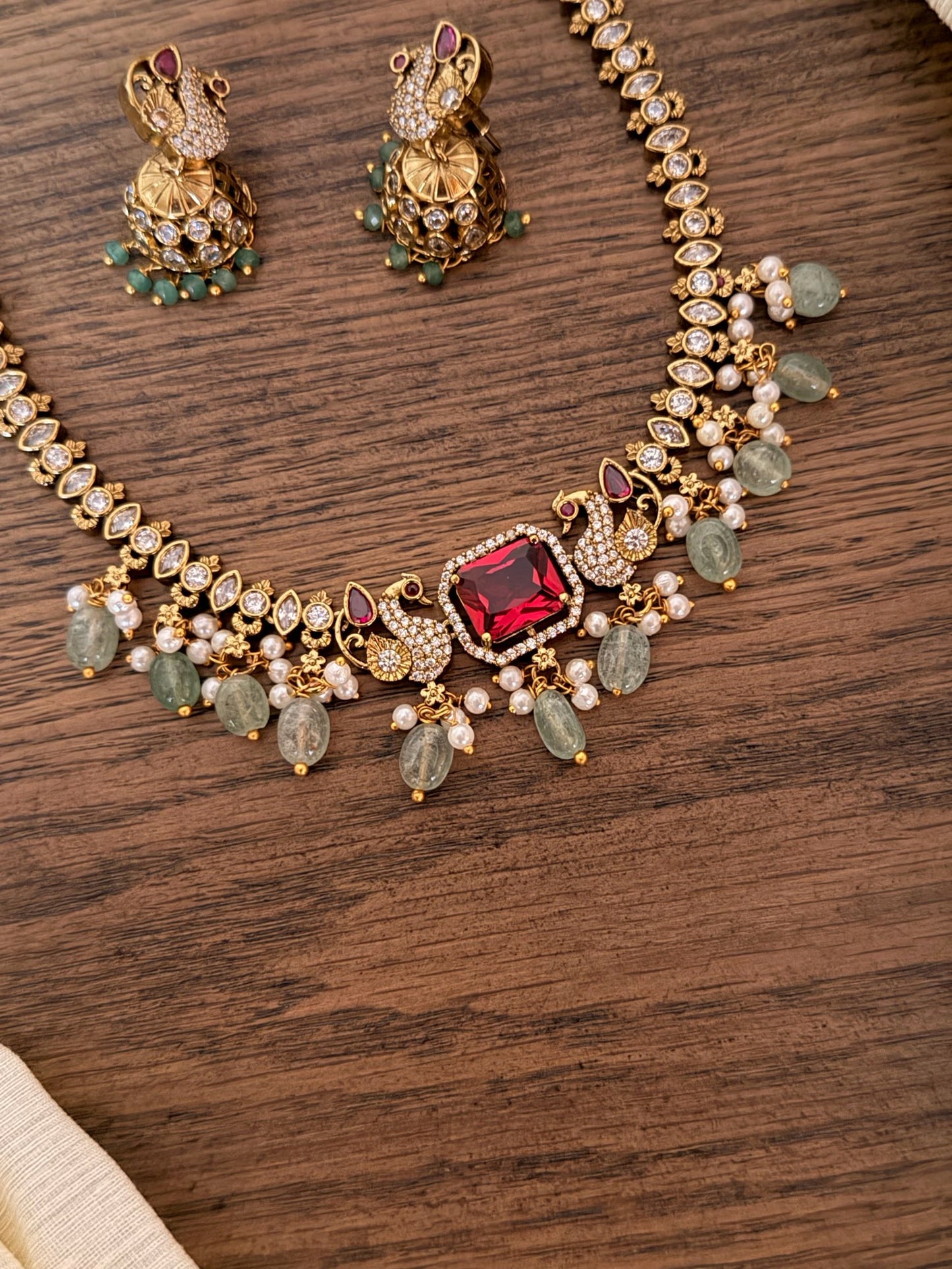 Premium Short Necklace Set with AD Stones