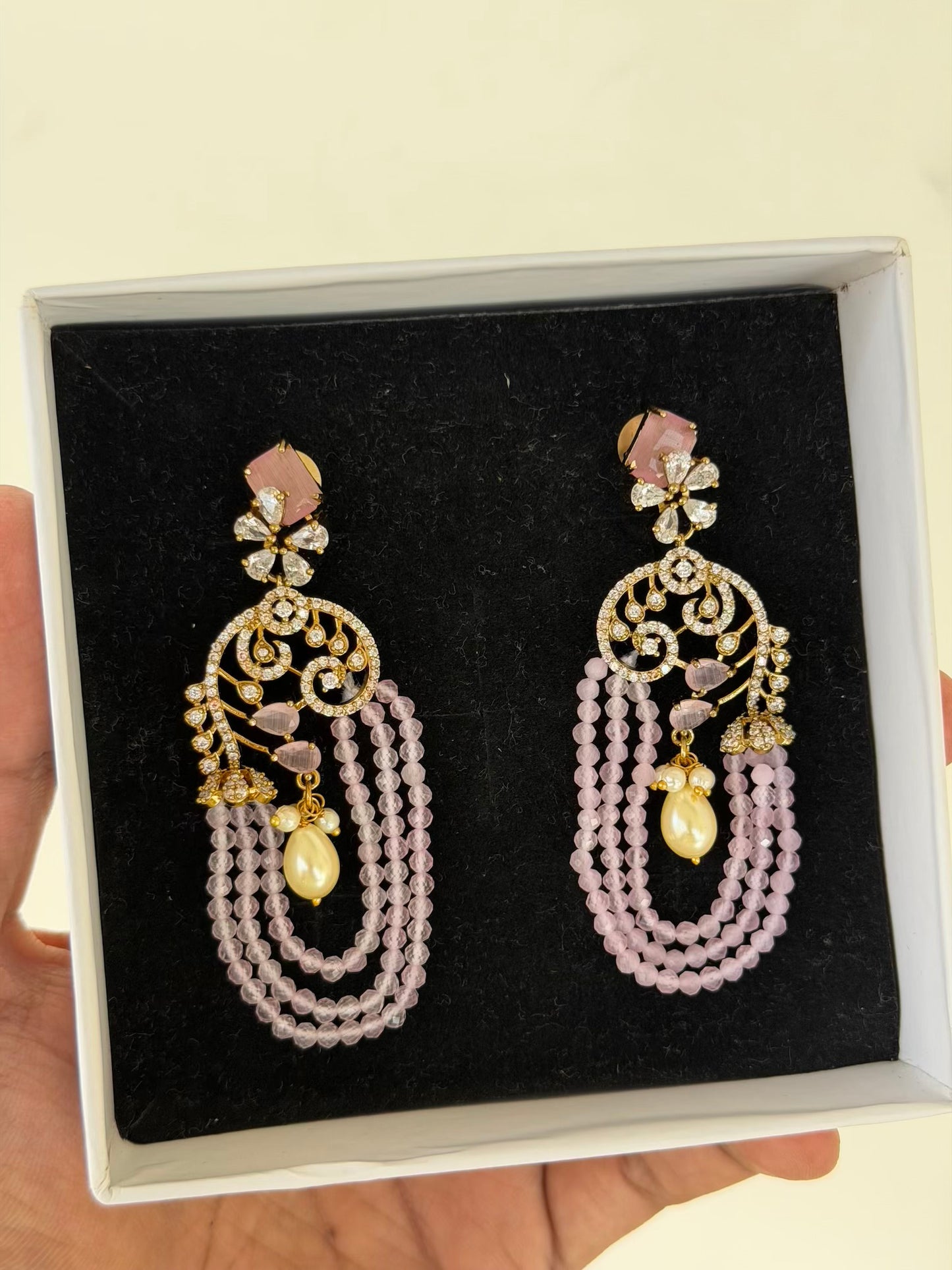 Beaded Floral Scroll Earrings