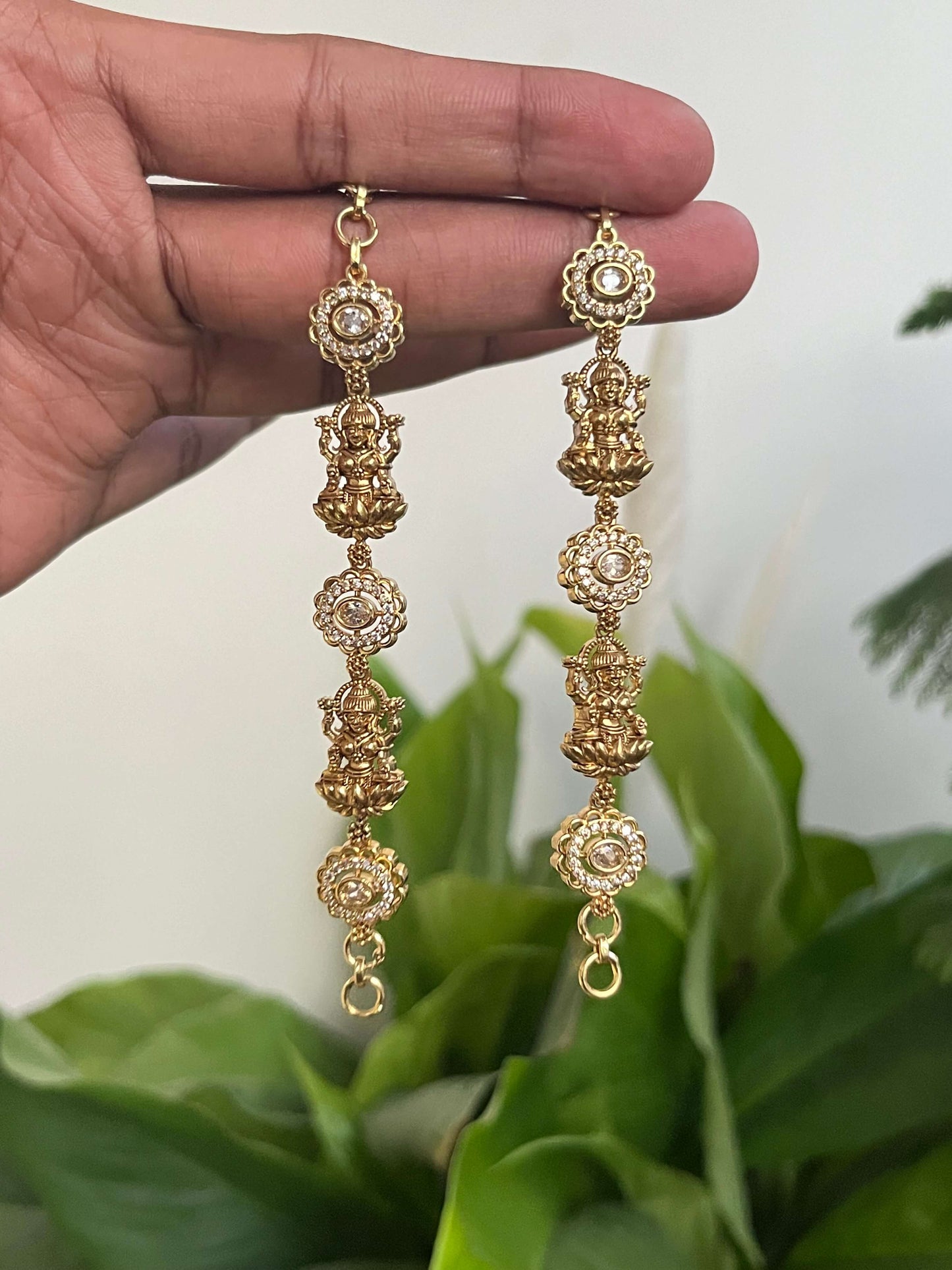 Lakshmi Devi Studded Mattal with Emerald Green Stones – Unique Design