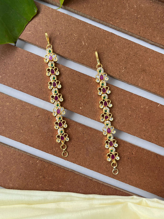 Golden Polish Mattal with CZ, Ruby & Green Stones