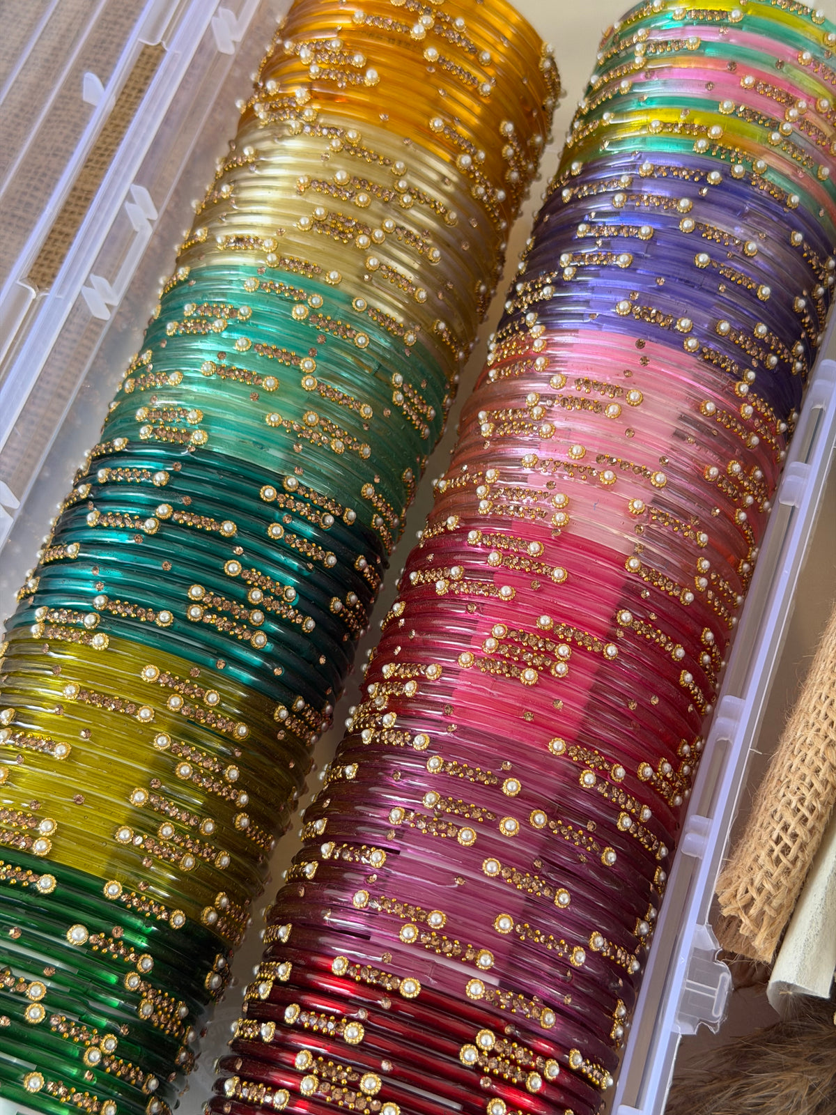Pearl Glass Bangle - Combo of 12 colors (without organizer box)